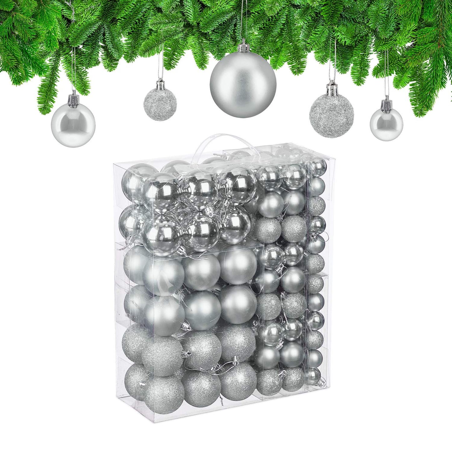 Christmas Tree Baubles Set, Matte/Shiny/Glitter Finish