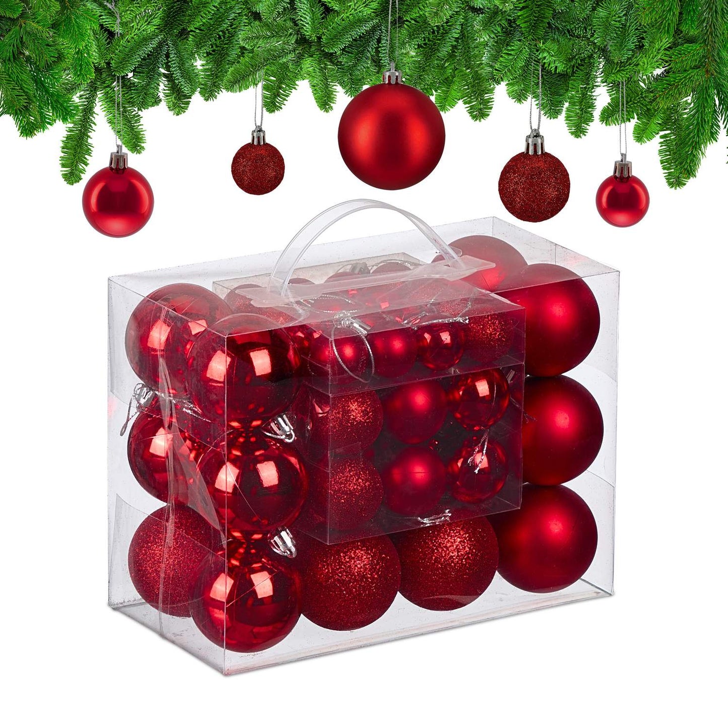 Christmas Tree Baubles Set, Matte/Shiny/Glitter Finish