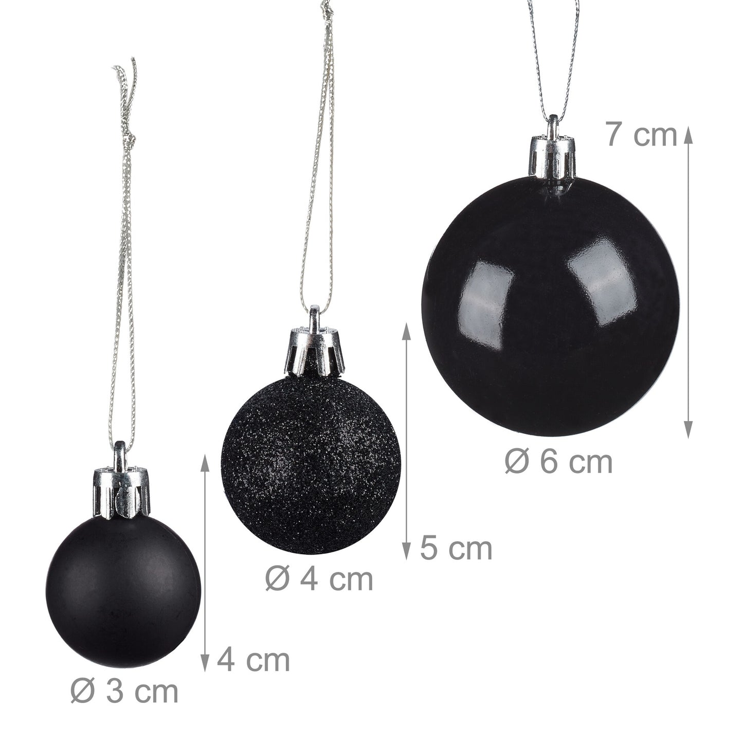 Christmas Tree Baubles Set, Matte/Shiny/Glitter Finish