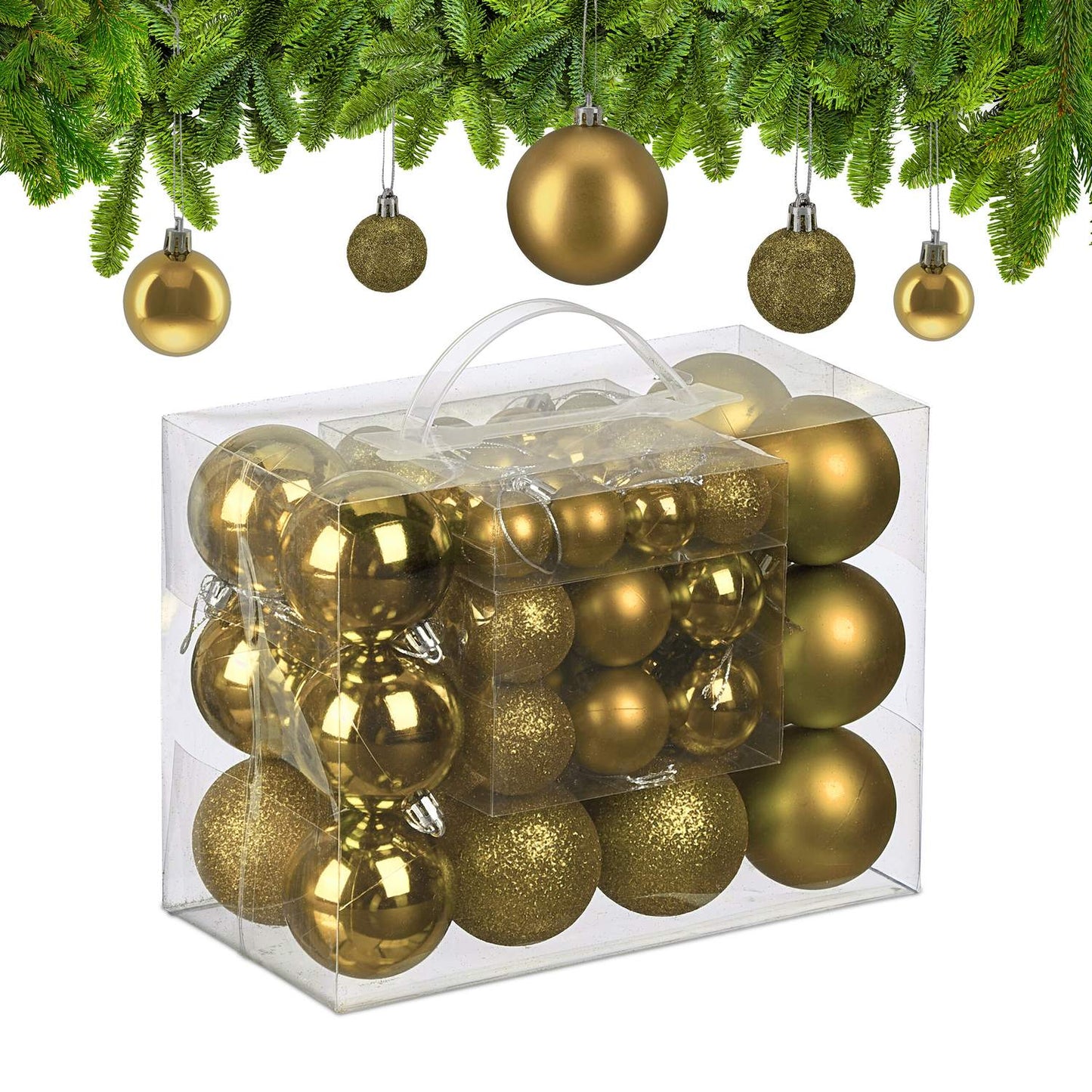 Christmas Tree Baubles Set, Matte/Shiny/Glitter Finish