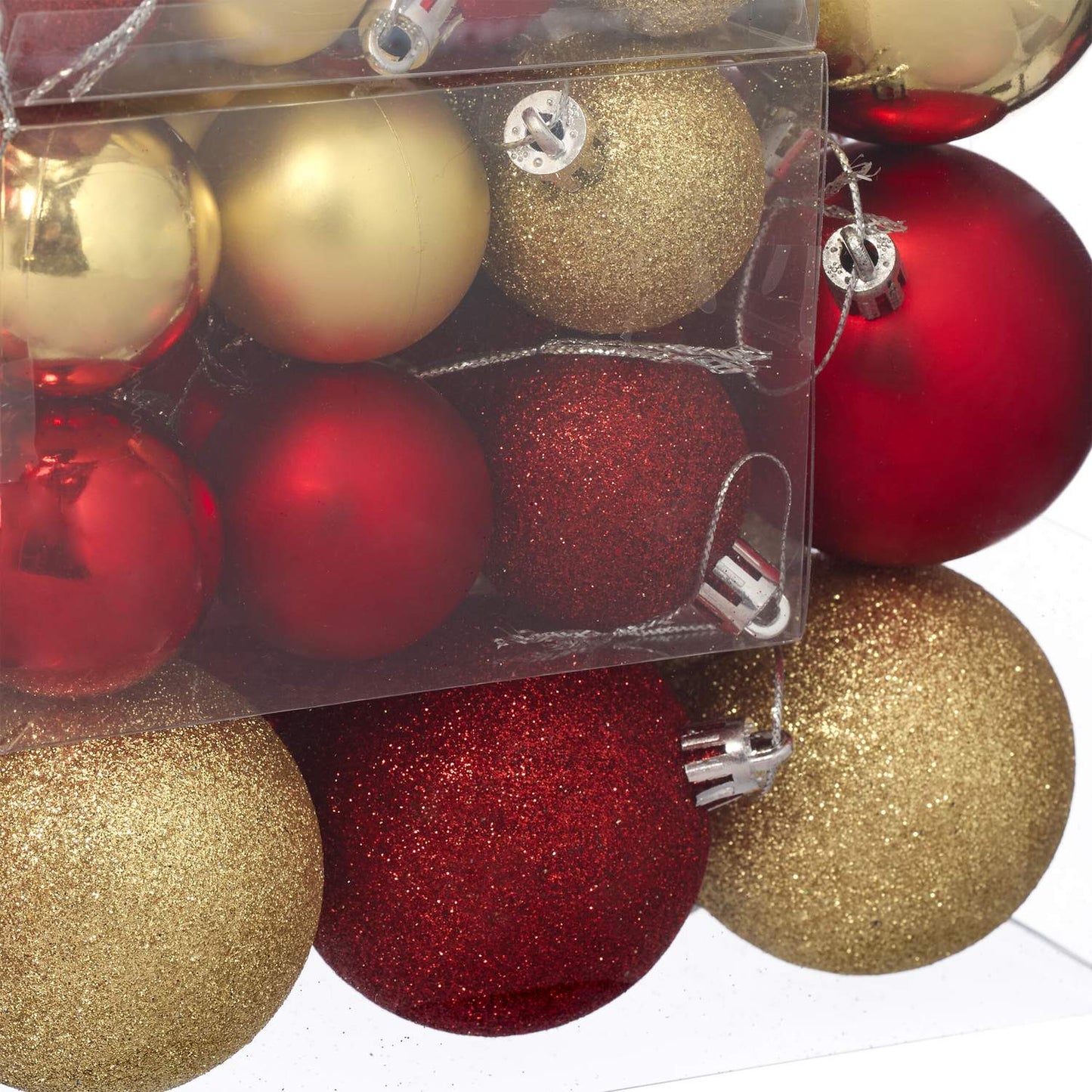 Christmas Tree Baubles Set, Red & Gold, Various Sizes