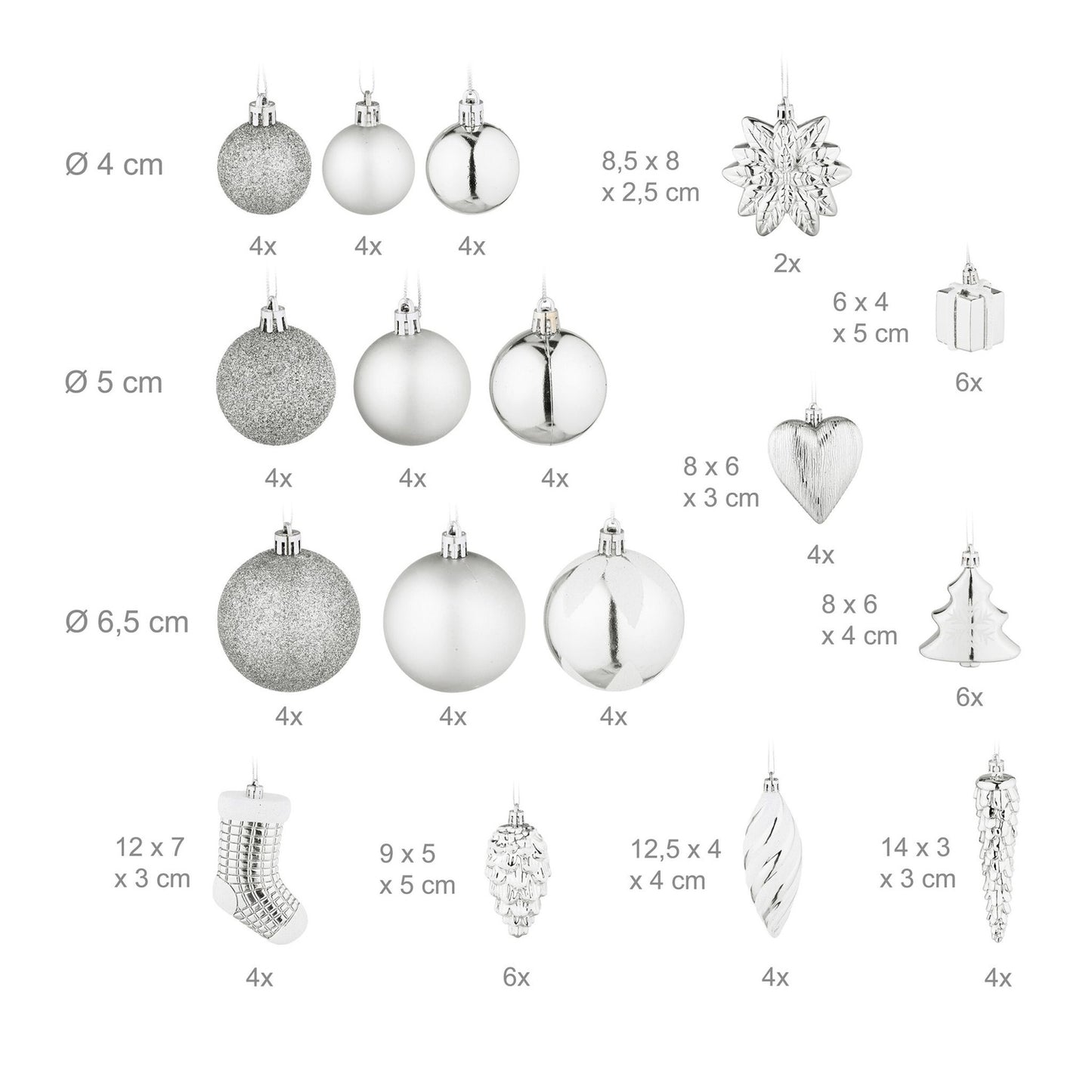 Christmas Tree Ornaments Set – 72 Pieces, Baubles & Decorations