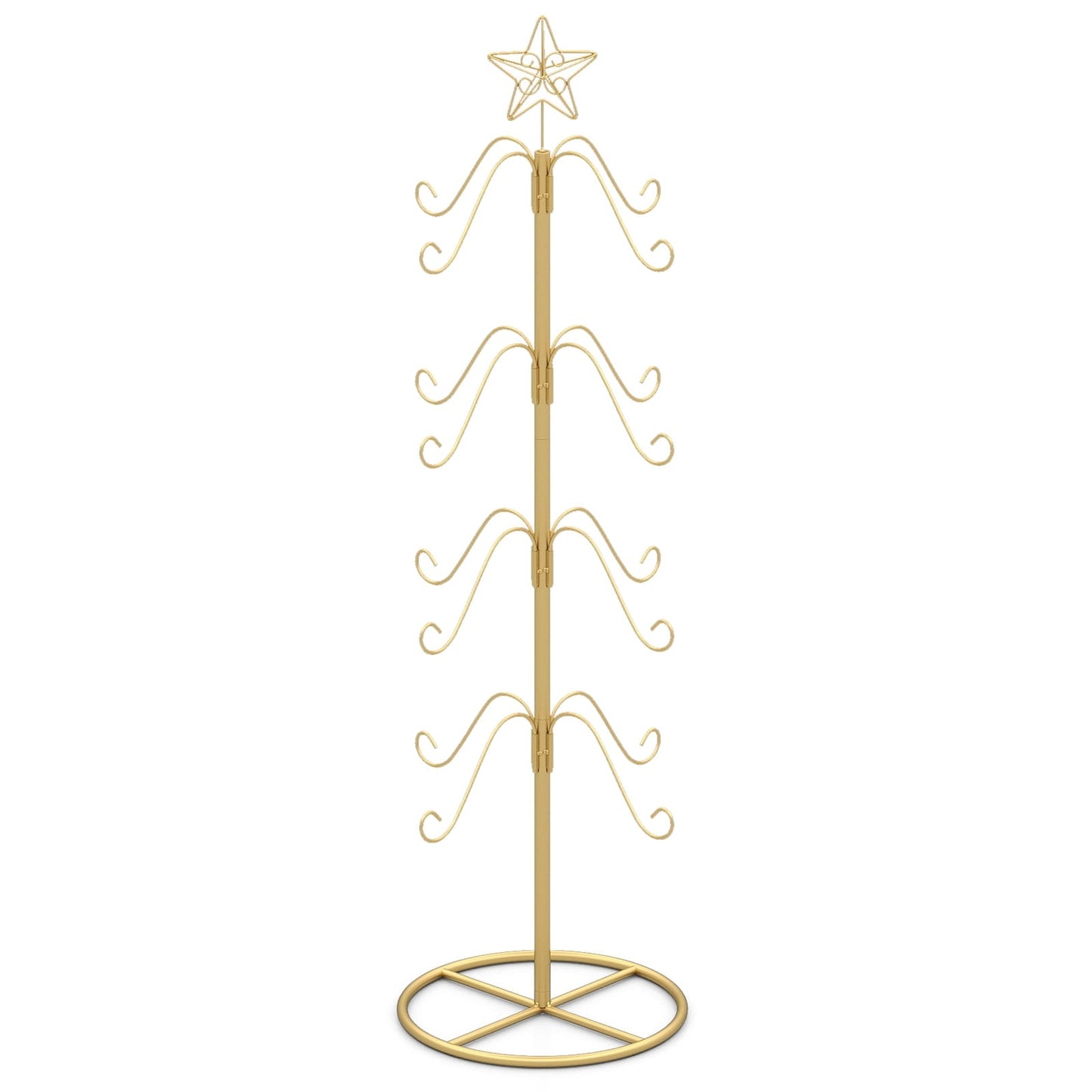 Christmas Tree Stocking Holder with 16 Hooks, Gold Metal