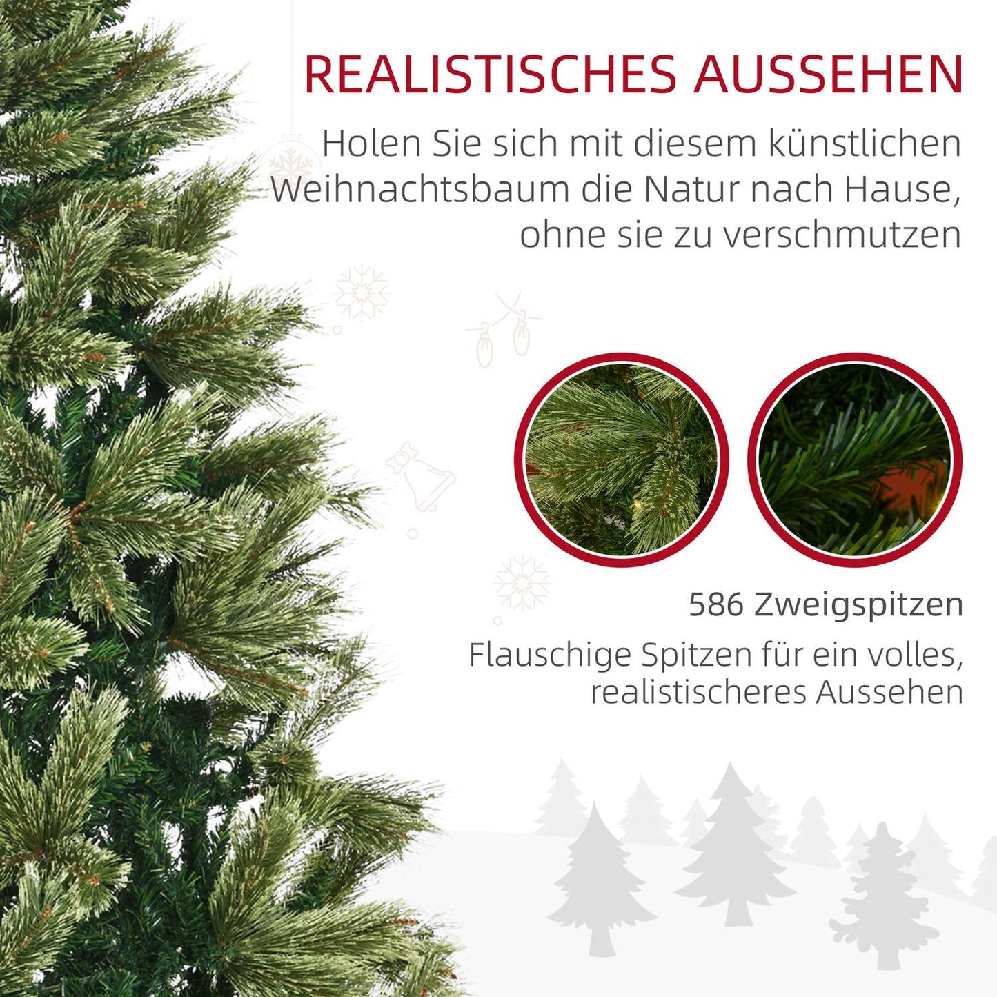 Artificial Christmas tree 180cm, 586 tips, 240 LED lights