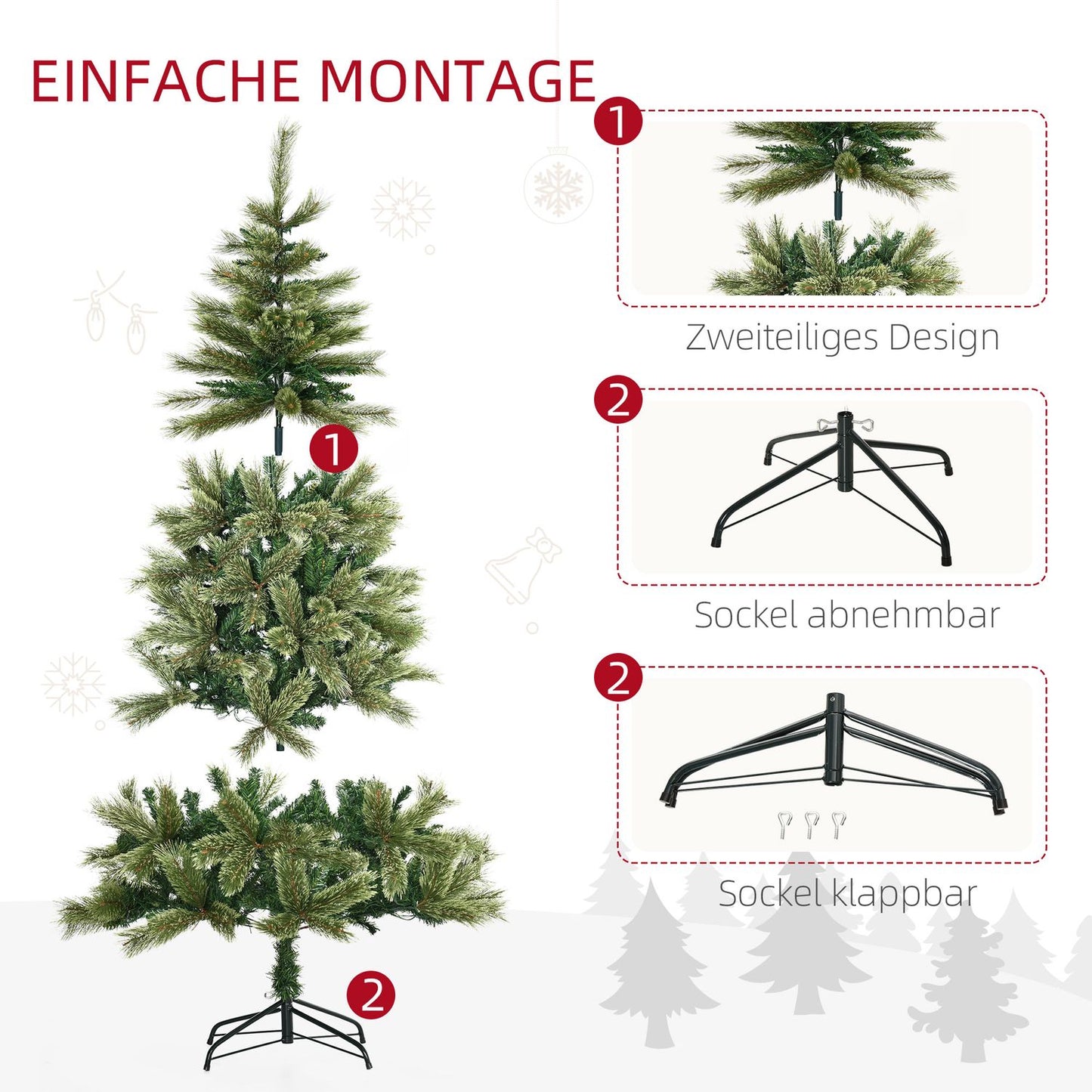 Artificial Christmas tree 180cm, 586 tips, 240 LED lights