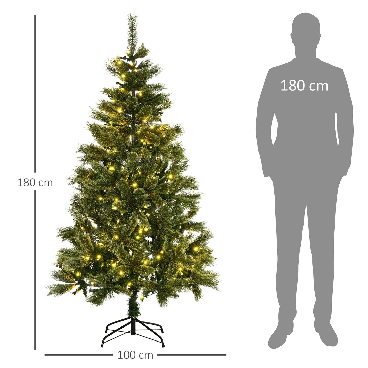Artificial Christmas tree 180cm, 586 tips, 240 LED lights