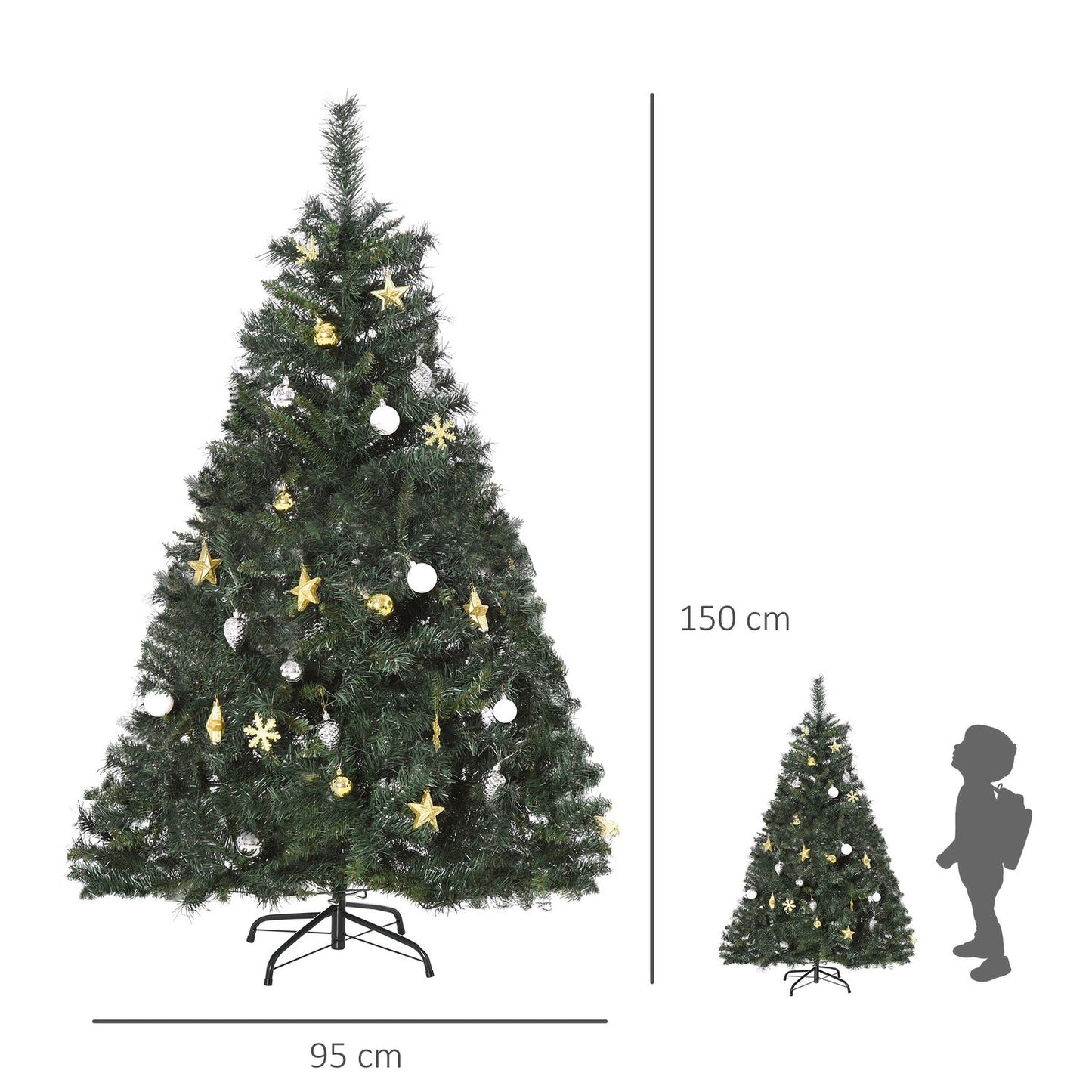 Christmas tree with 120 LED lights, 511 tips, 95x150 cm