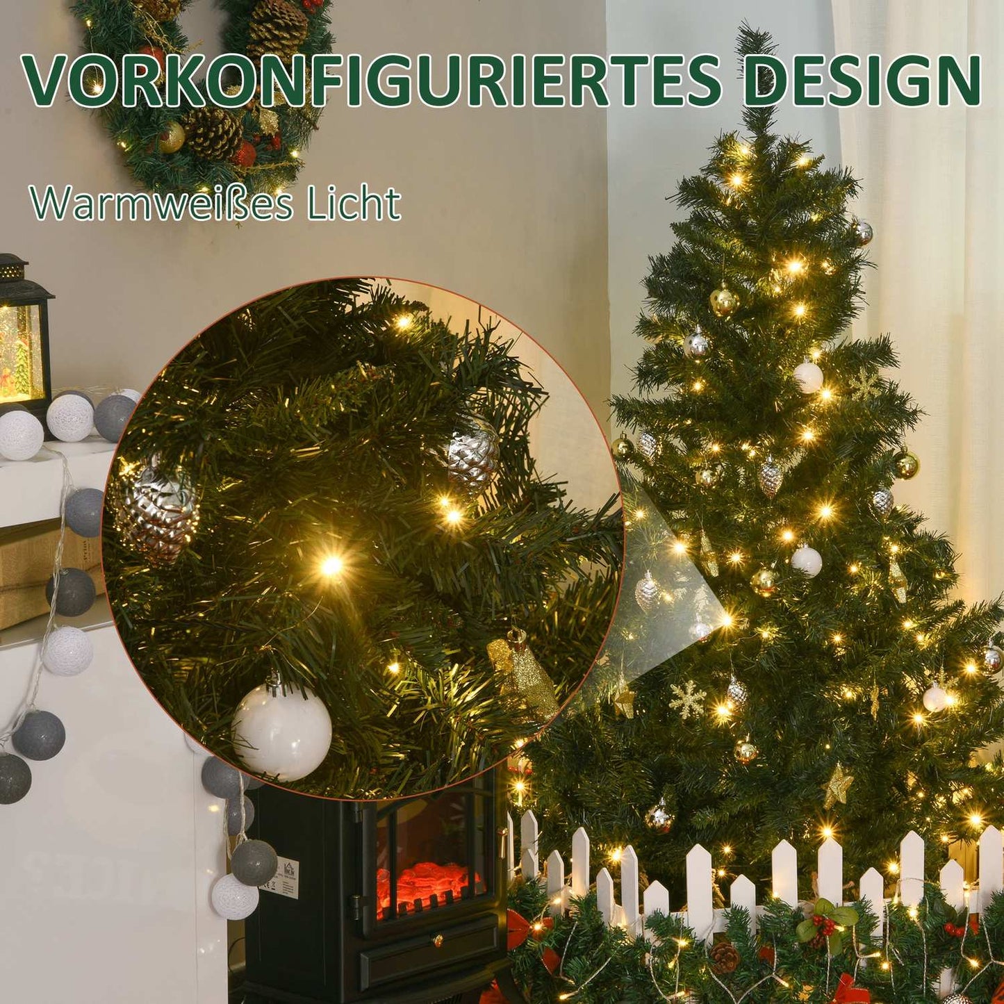 Christmas tree with 120 LED lights, 511 tips, 95x150 cm