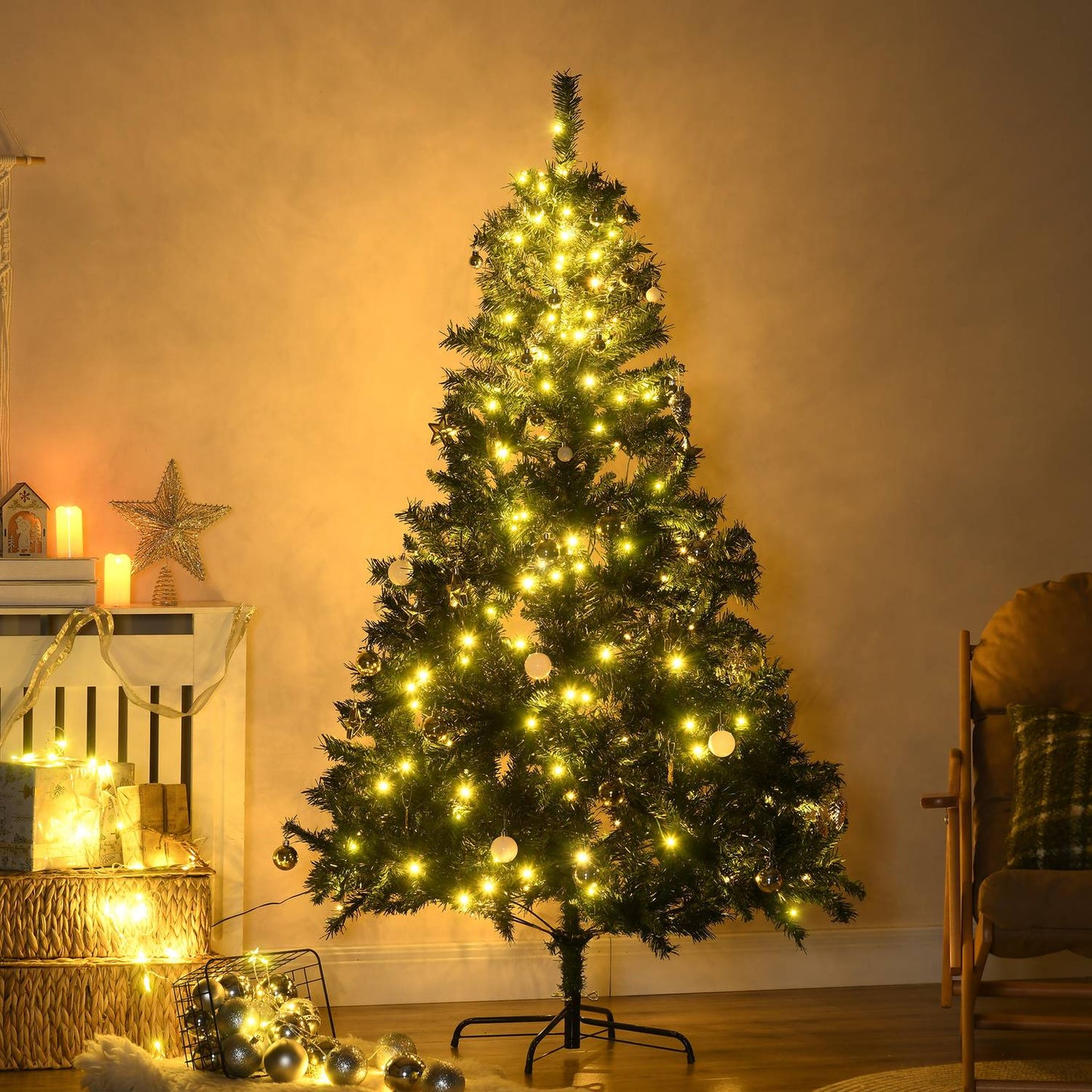 Christmas tree with 200 LED lights, 745 tips, 180cm