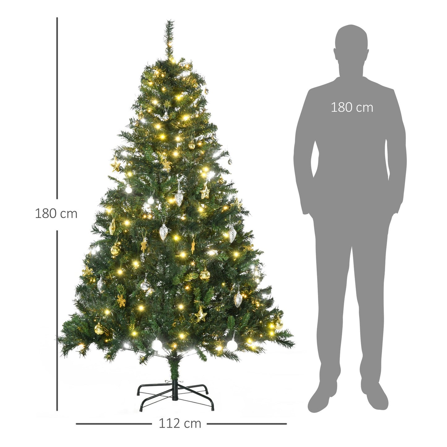 Christmas tree with 200 LED lights, 745 tips, 180cm
