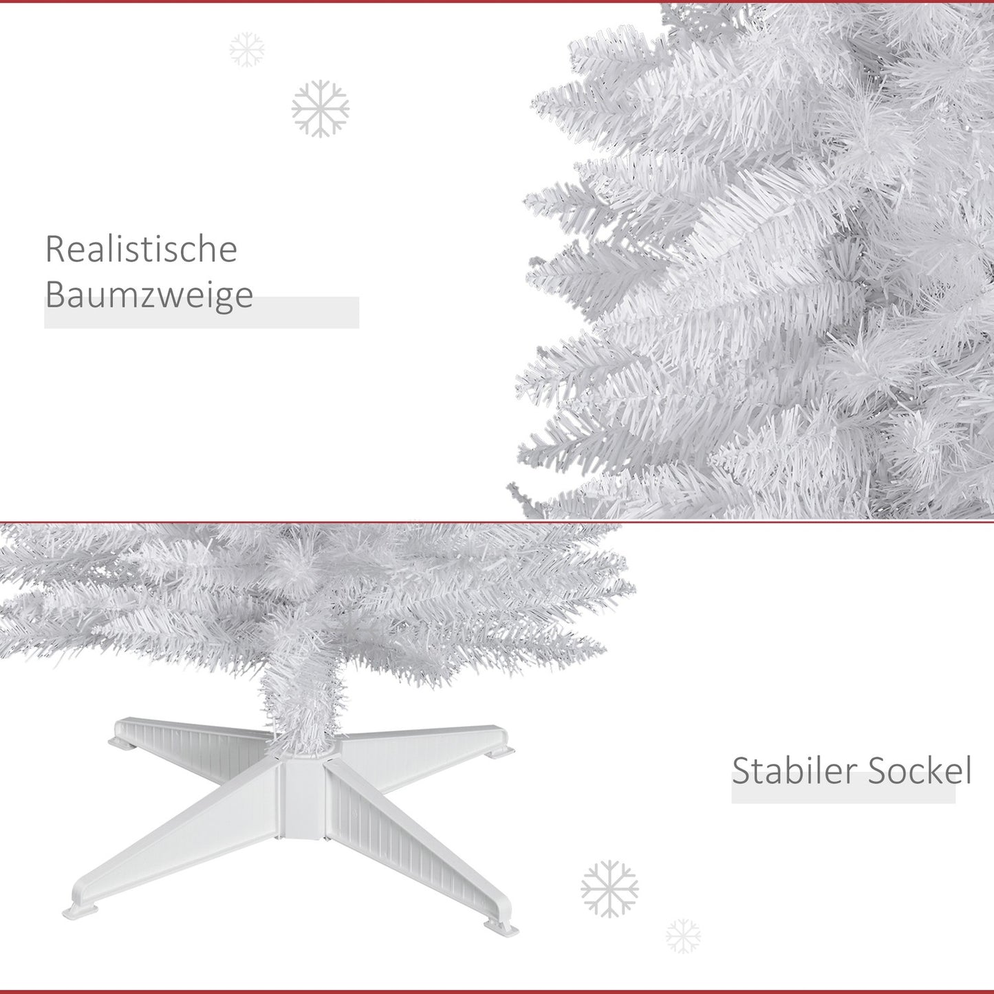 White Christmas tree with stand, 390 tips, 180 cm