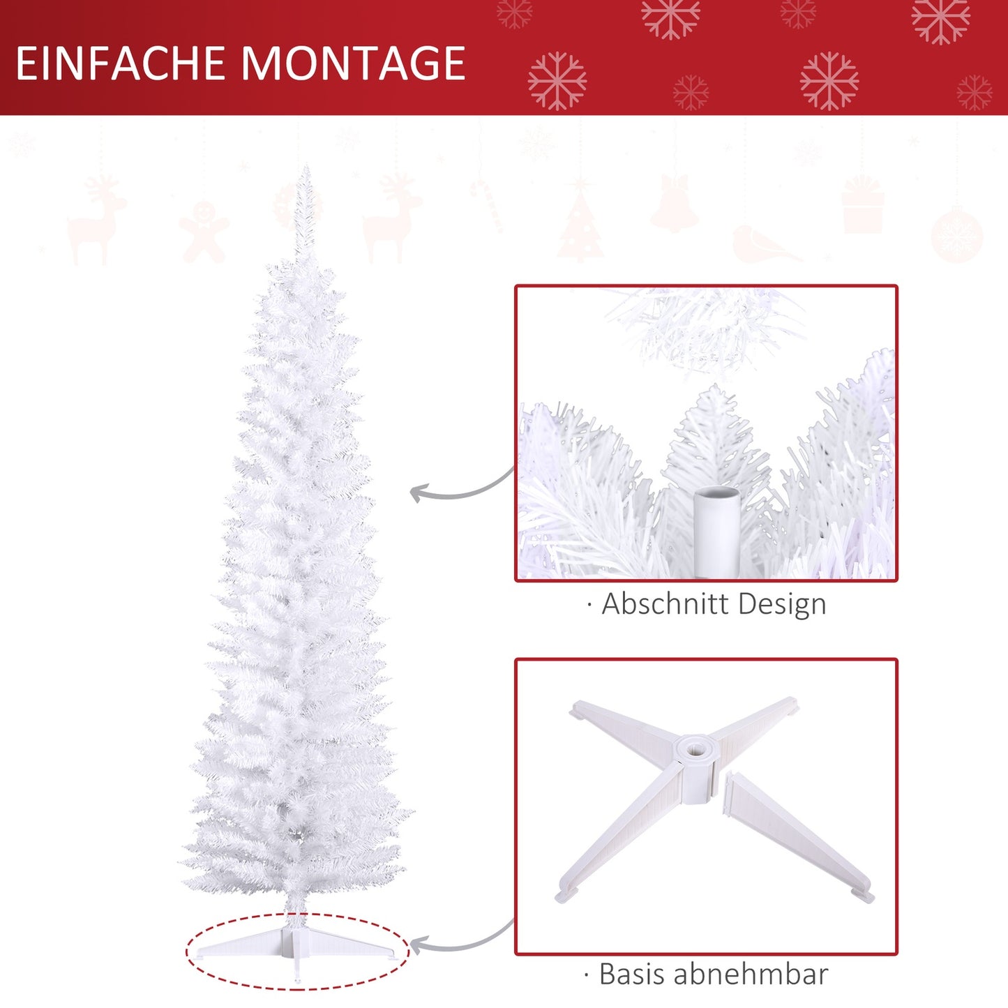 White Christmas tree with stand, 390 tips, 180 cm