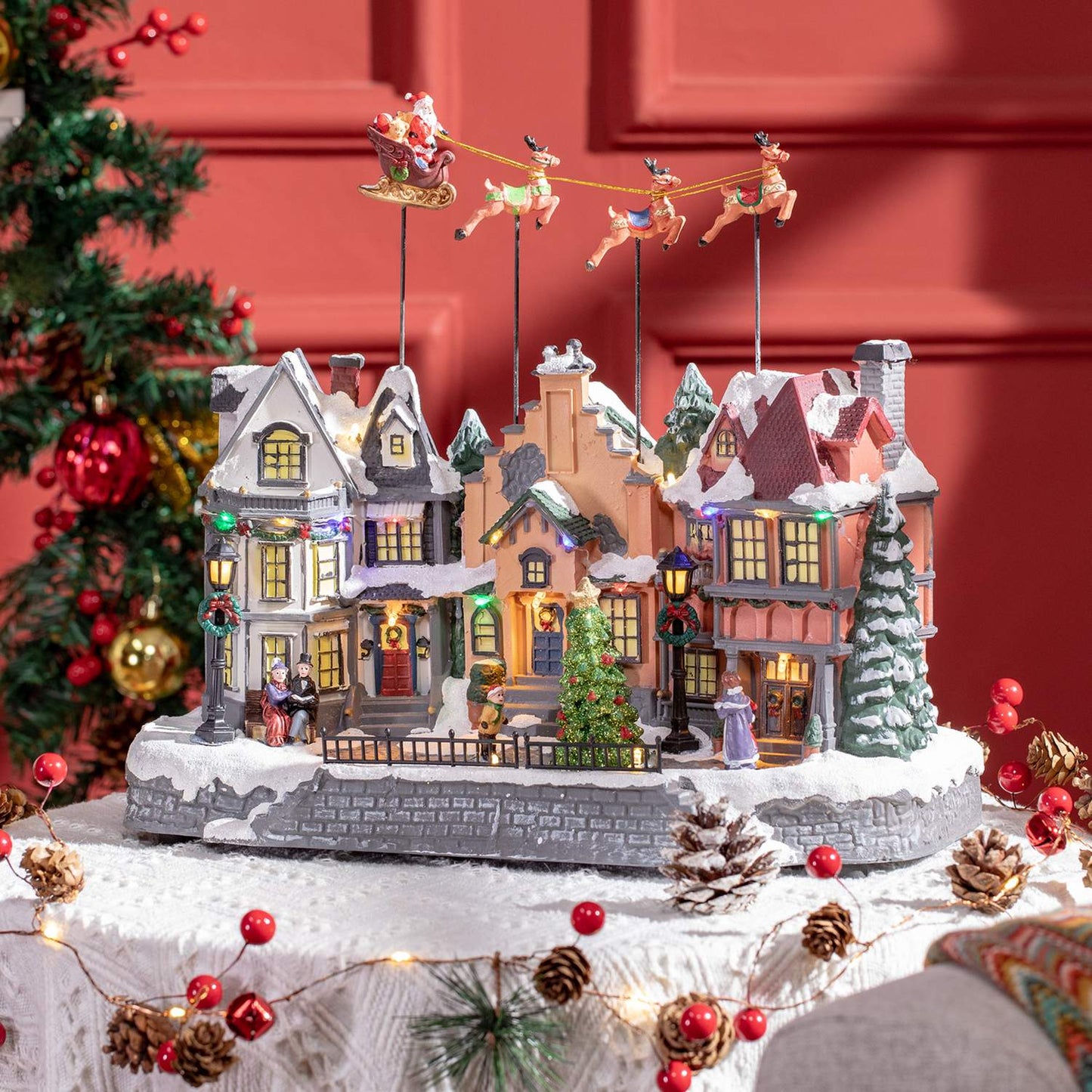 Animated Christmas indoor decoration with 22 LEDs, 38.5 cm