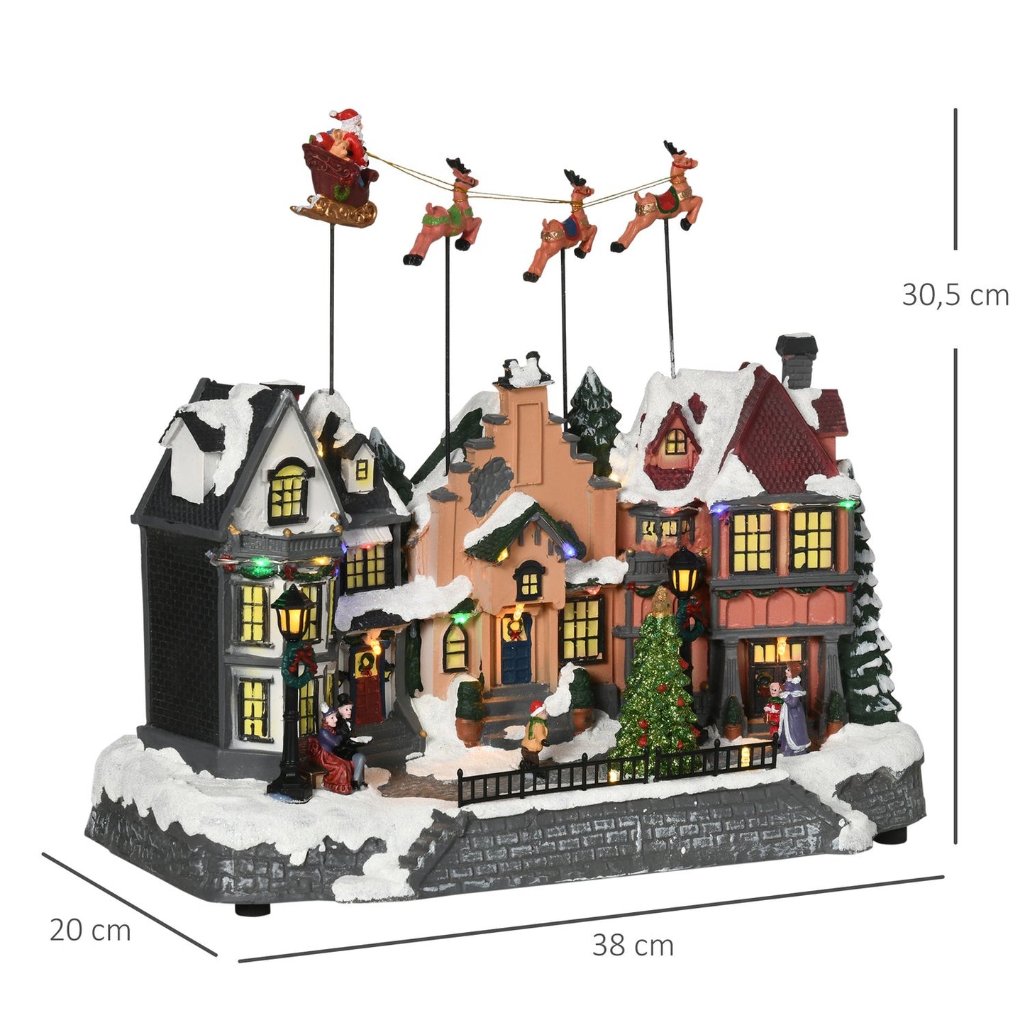 Animated Christmas indoor decoration with 22 LEDs, 38.5 cm