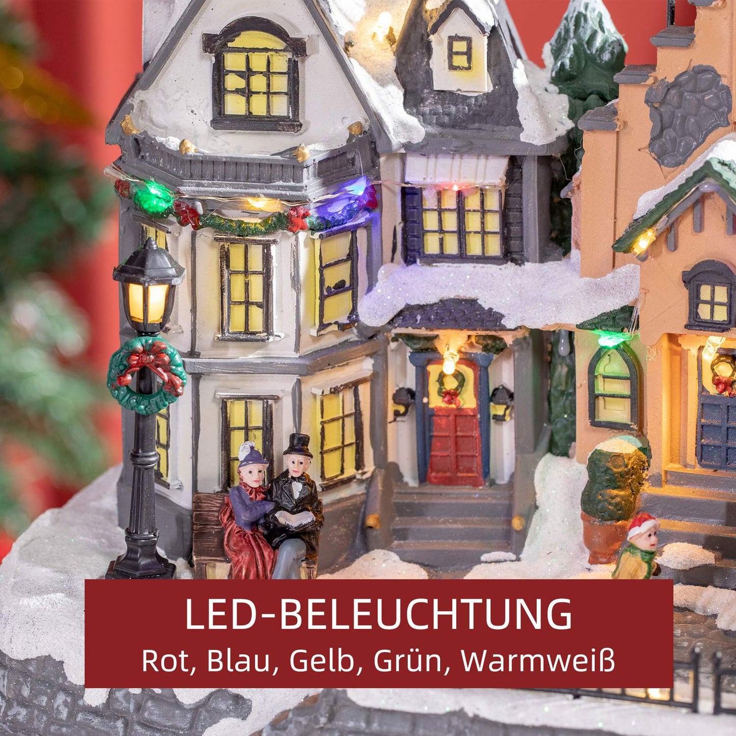 Animated Christmas indoor decoration with 22 LEDs, 38.5 cm