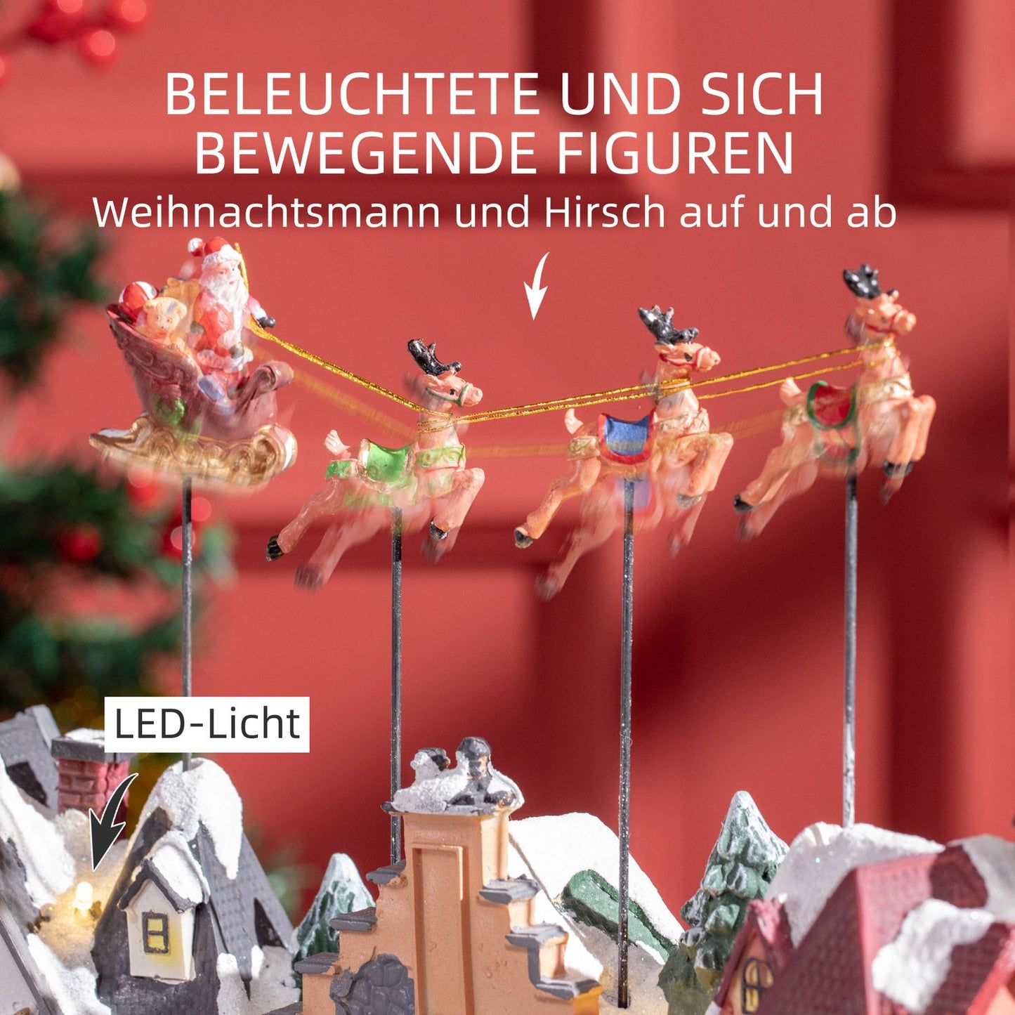 Animated Christmas indoor decoration with 22 LEDs, 38.5 cm