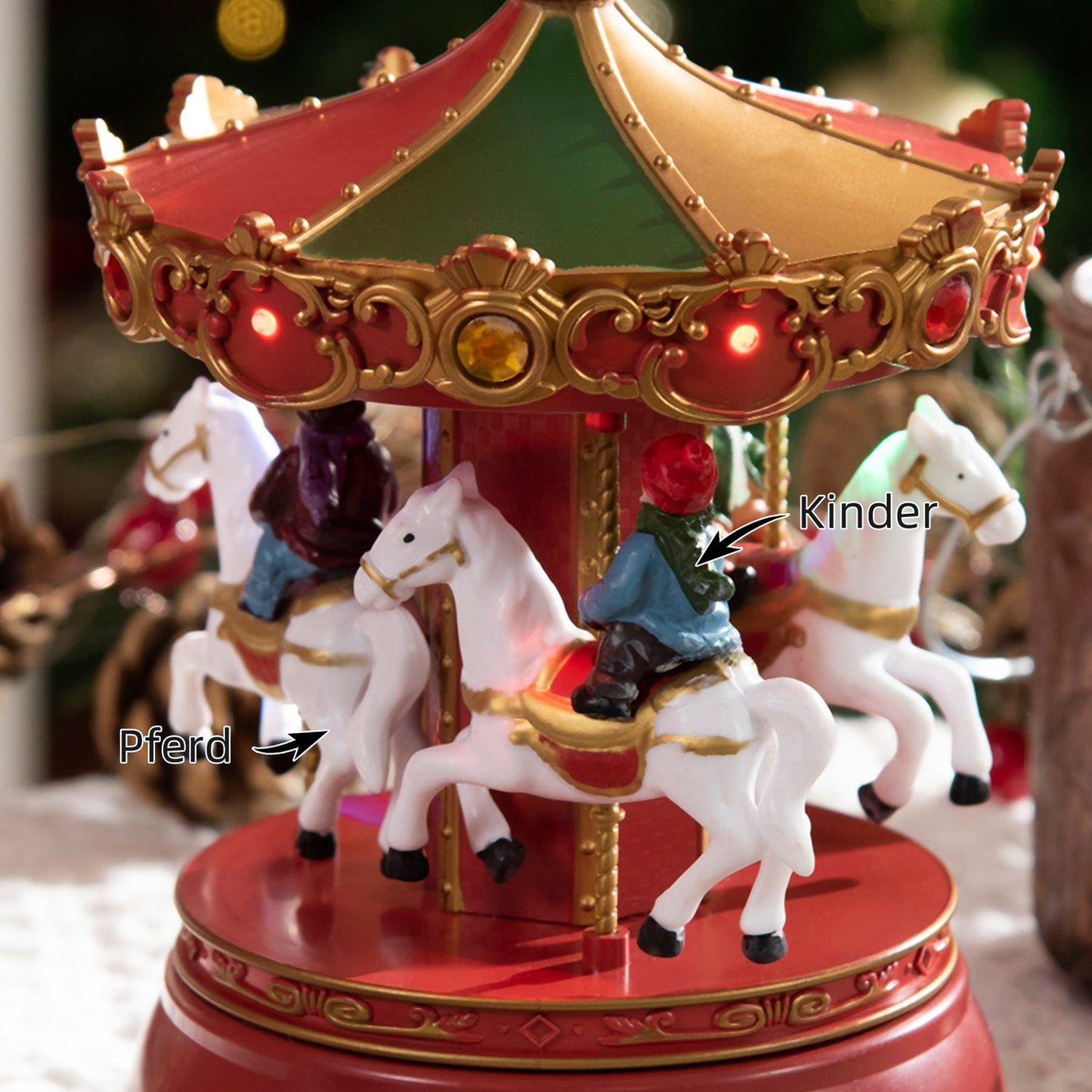 Christmas music box Carousel, LED & Rotating, 13x18.5 cm