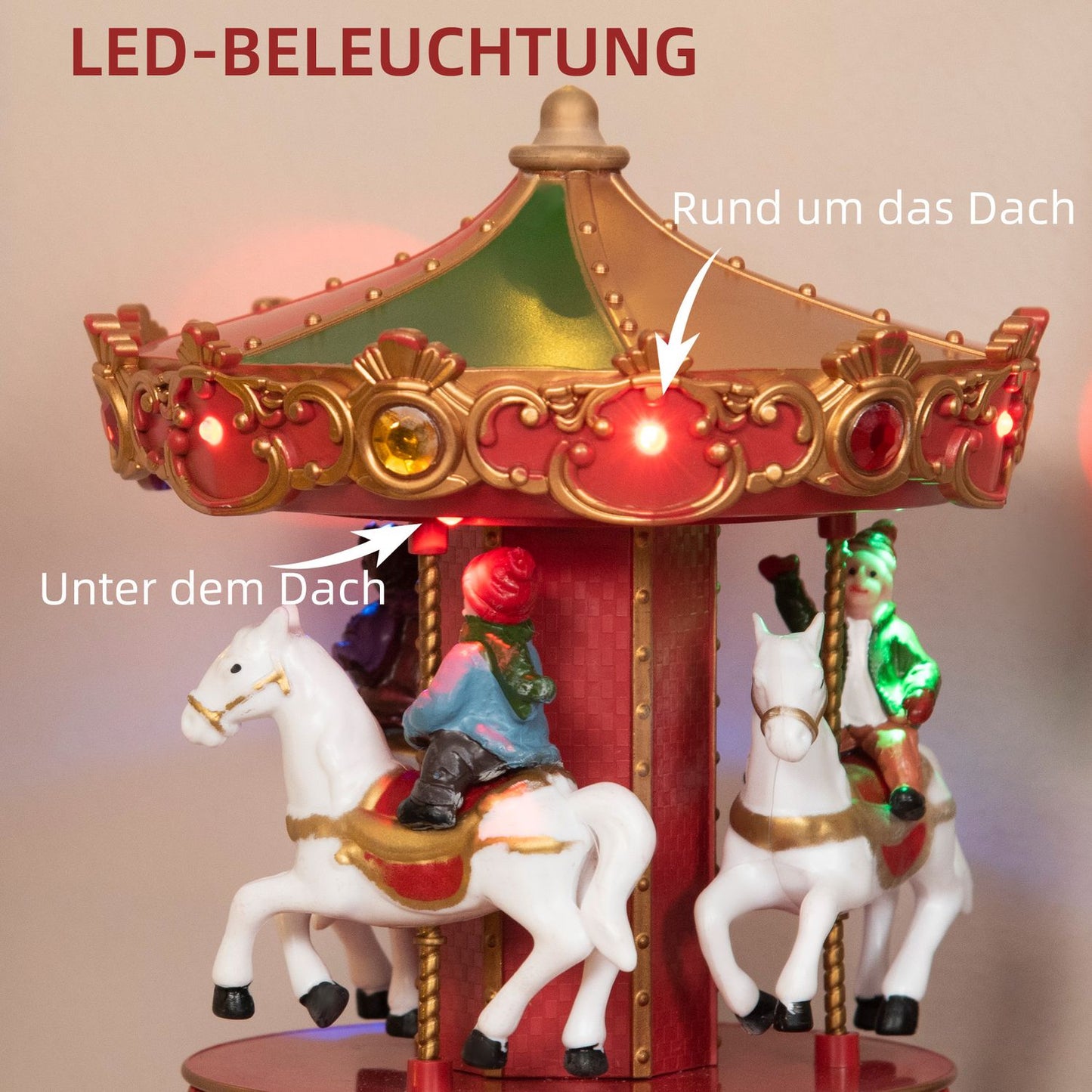 Christmas music box Carousel, LED & Rotating, 13x18.5 cm