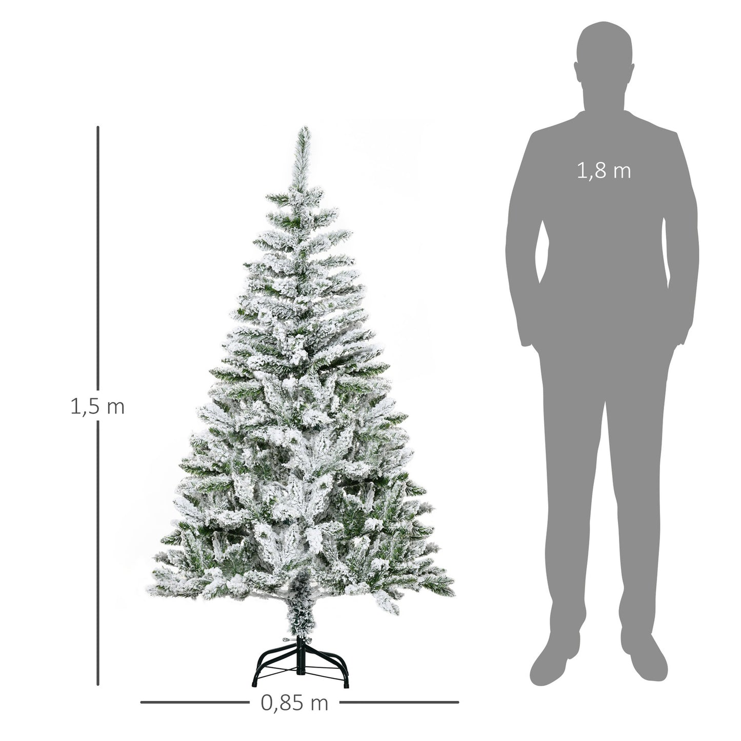 Artificial Christmas tree, 150 cm snowy pine, 358 branch tips