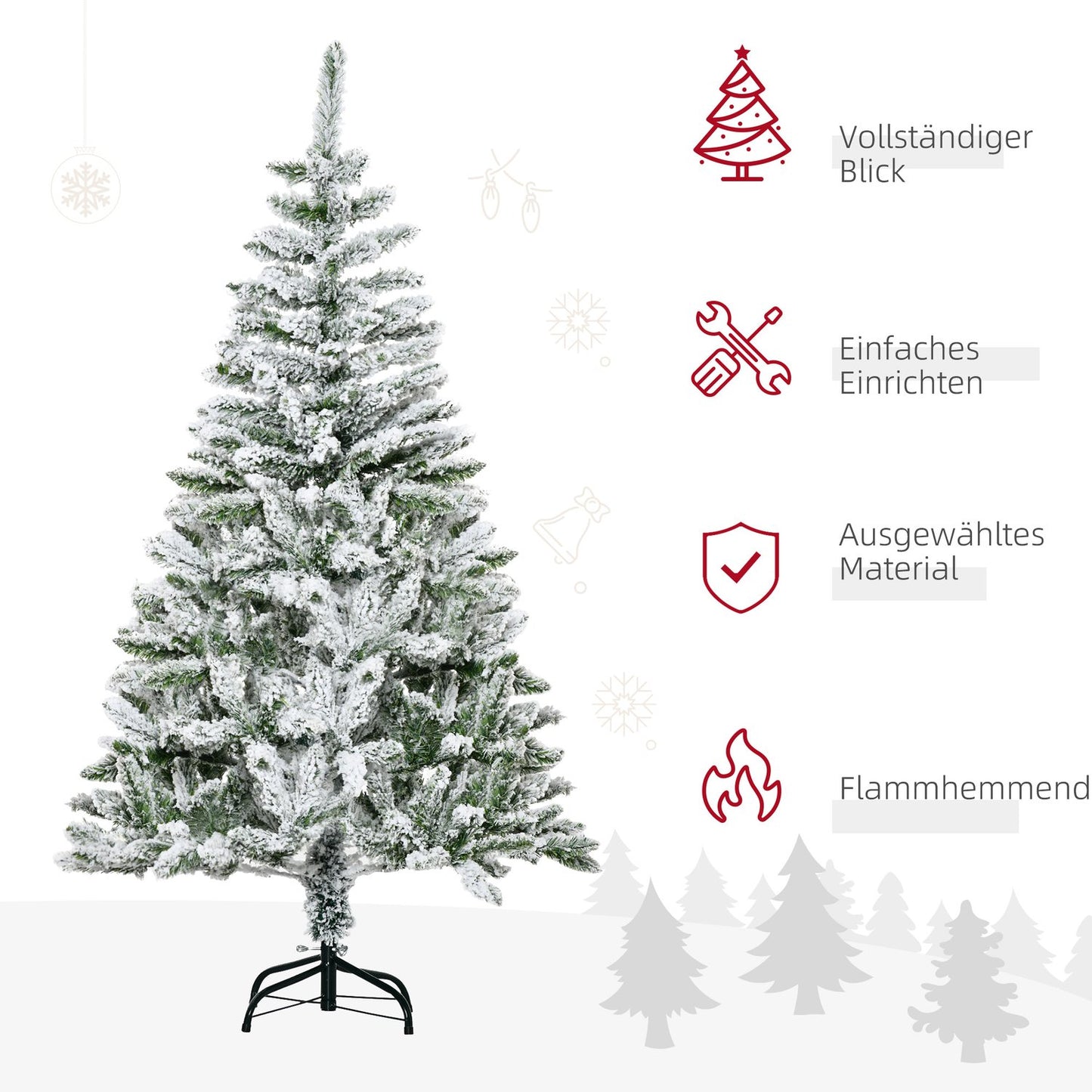 Artificial Christmas tree, 150 cm snowy pine, 358 branch tips