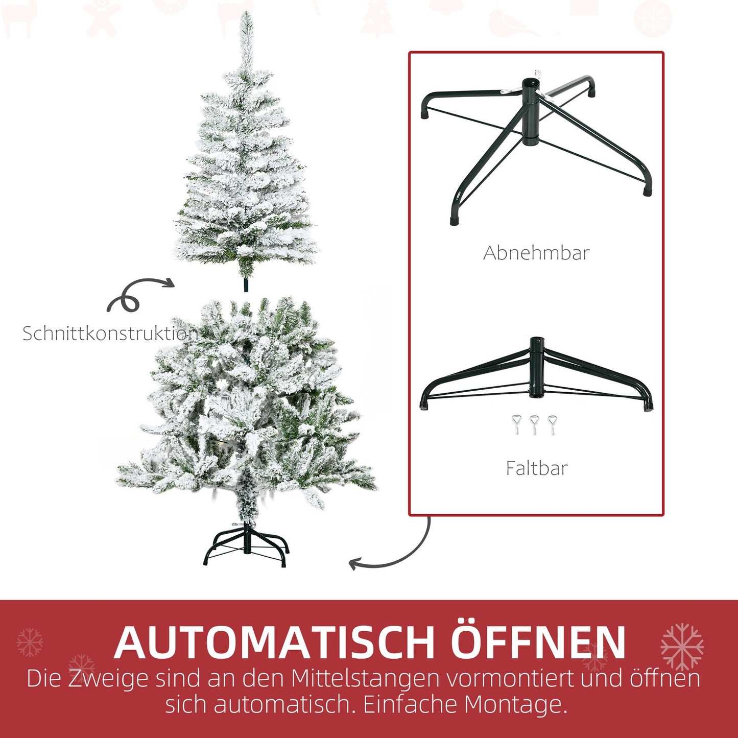 Artificial Christmas tree, 150 cm snowy pine, 358 branch tips