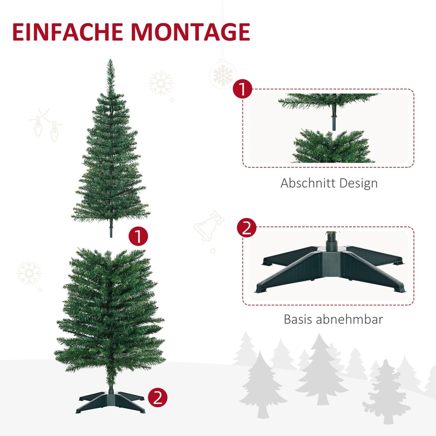 Artificial Christmas tree, 1.5m PVC tree with stand