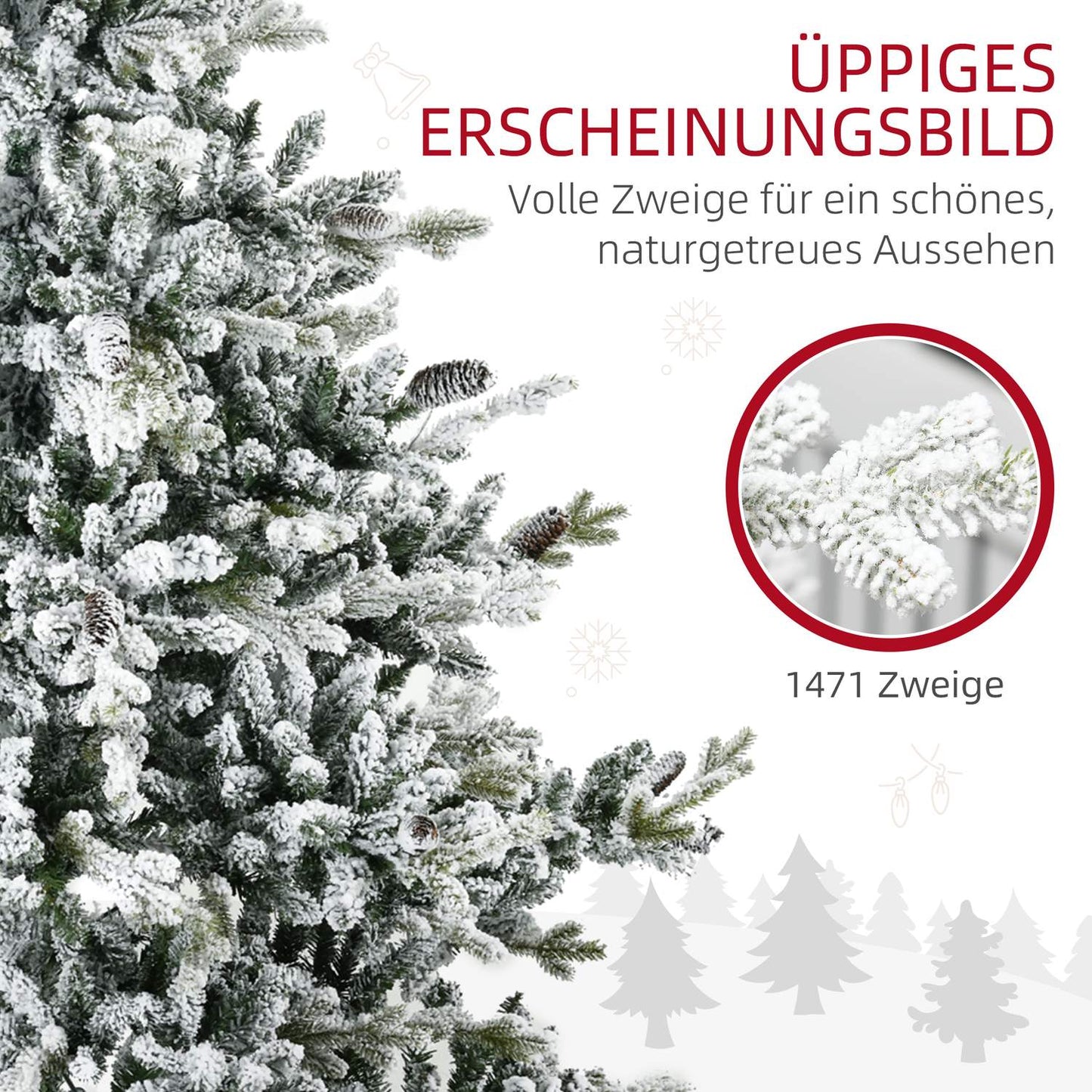 6ft Artificial Christmas Tree With Snow - 1471 Branch Tips