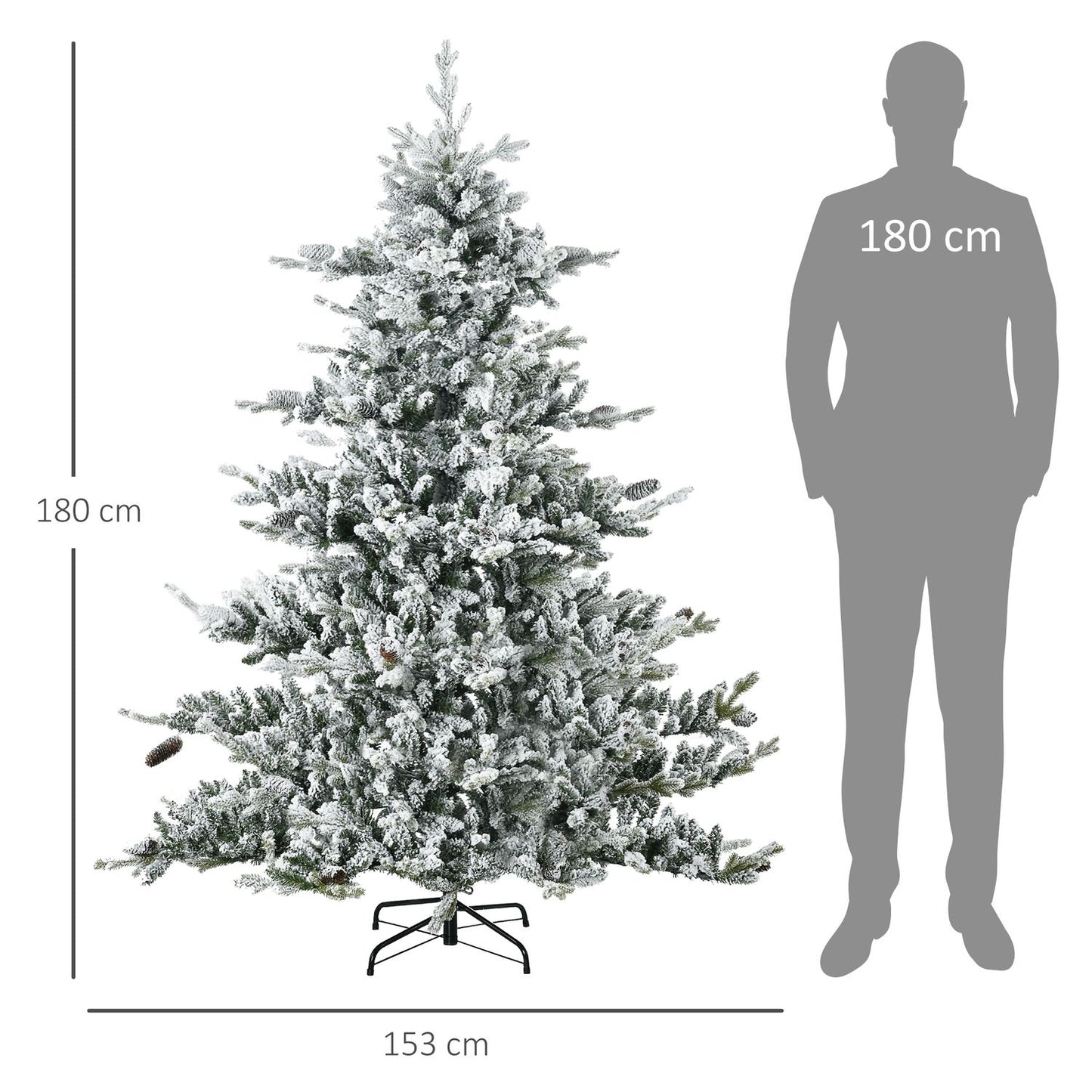 6ft Artificial Christmas Tree With Snow - 1471 Branch Tips