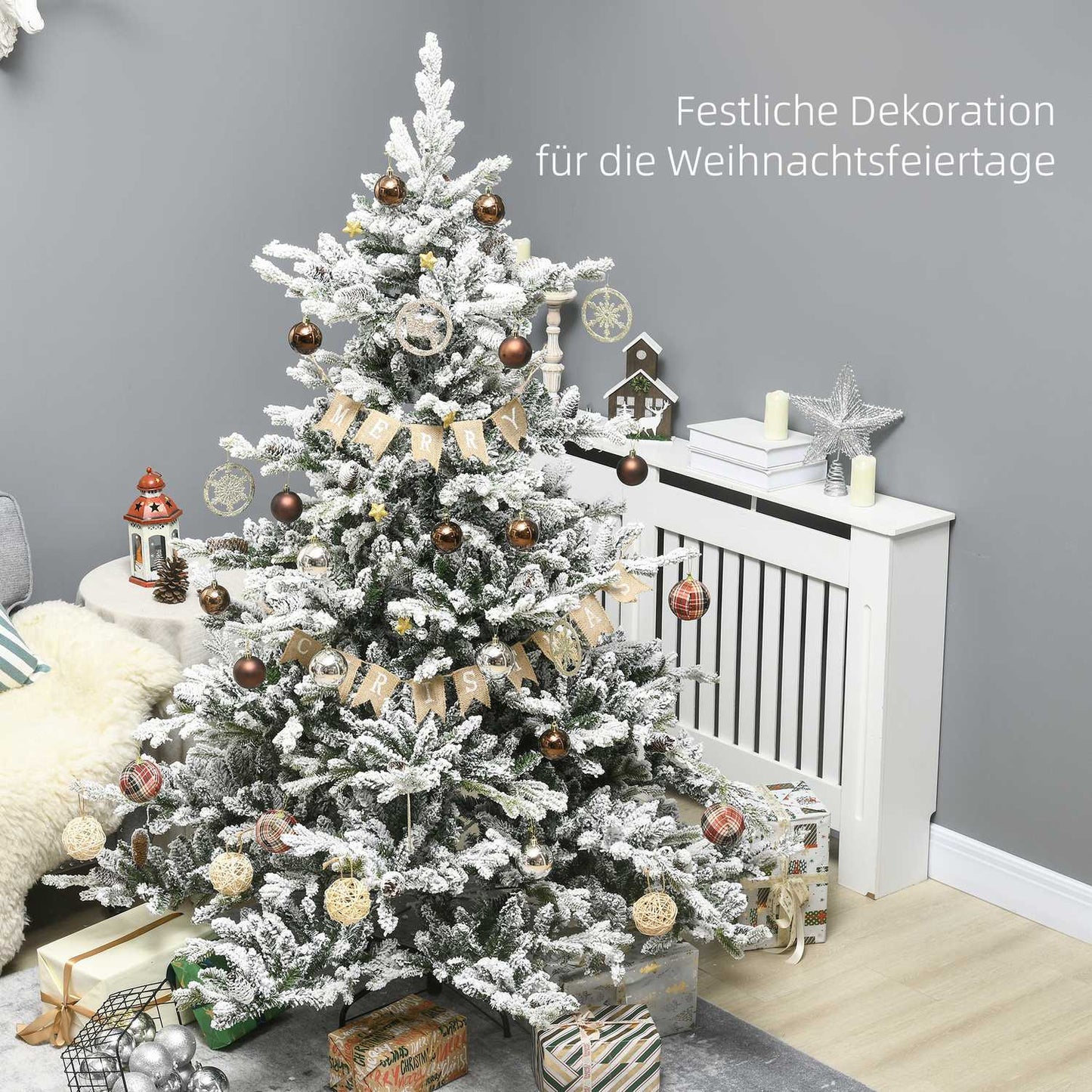6ft Artificial Christmas Tree With Snow - 1471 Branch Tips