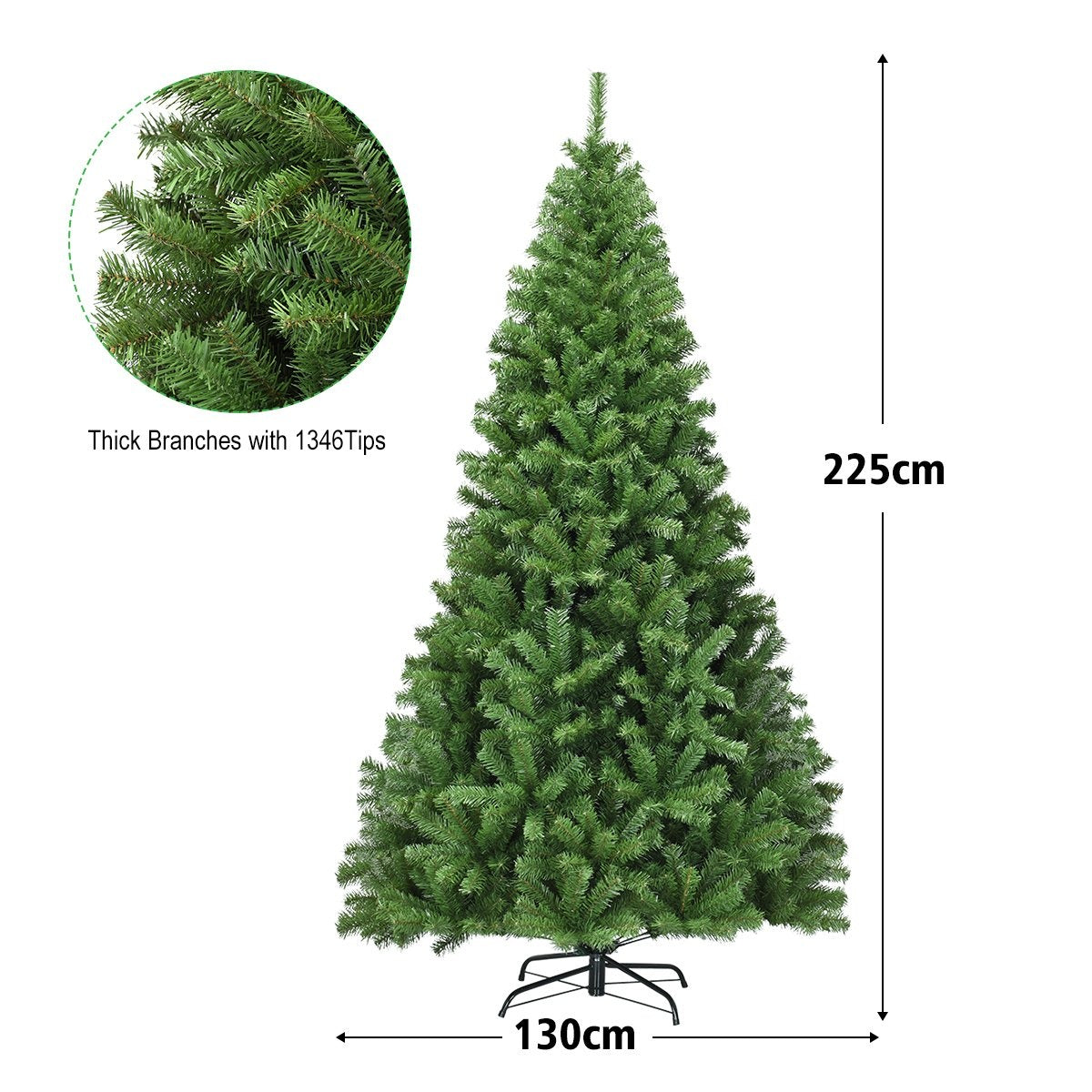 Christmas tree 225 cm artificial Christmas tree with folding system 1346 tips PVC green