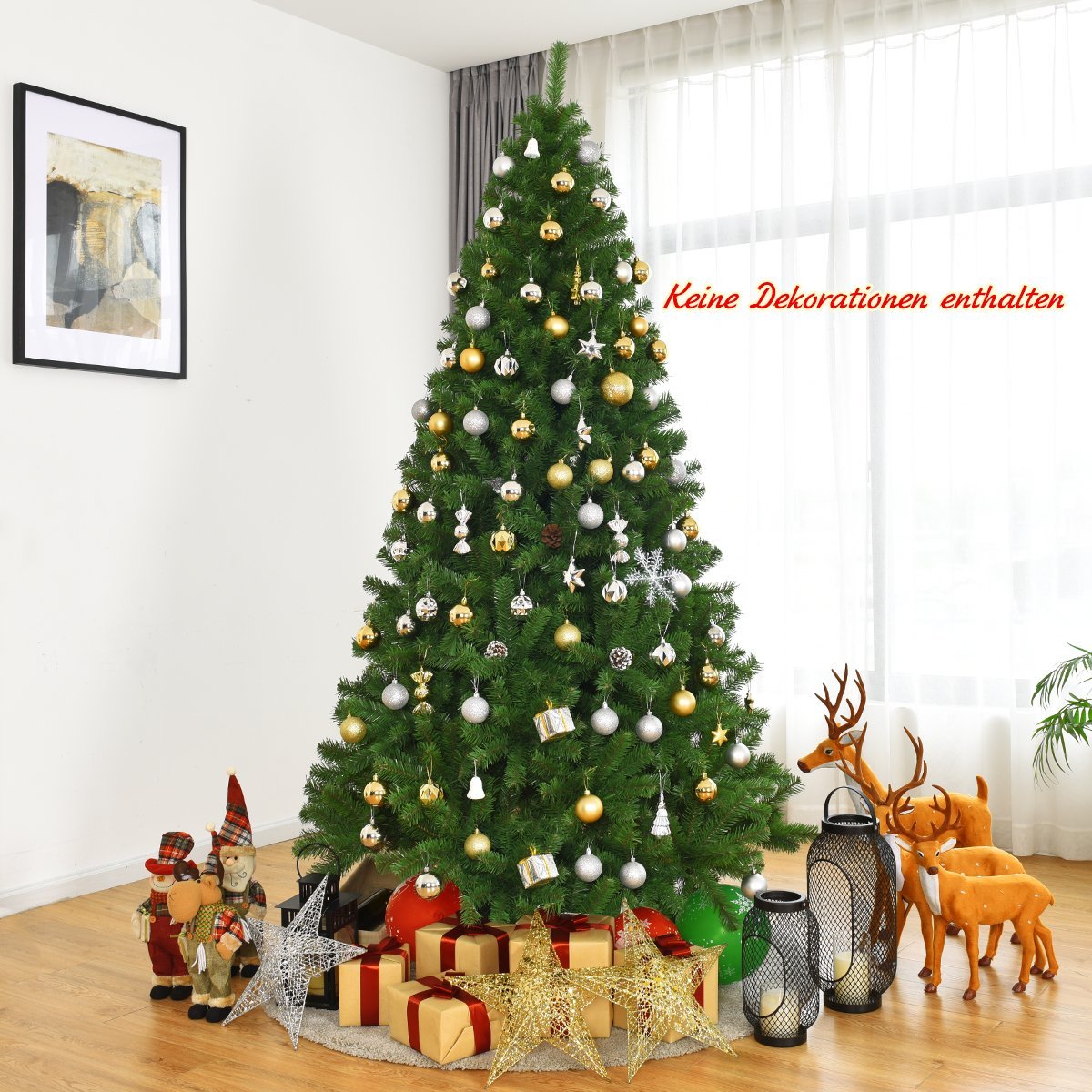Christmas tree 225 cm artificial Christmas tree with folding system 1346 tips PVC green