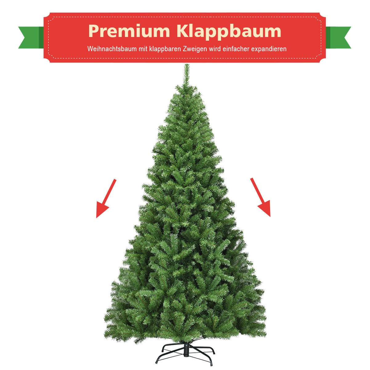 Christmas tree 225 cm artificial Christmas tree with folding system 1346 tips PVC green