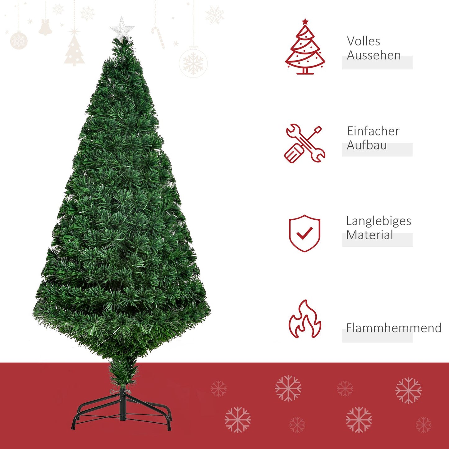 150 cm artificial Christmas tree with LED lights & metal stand