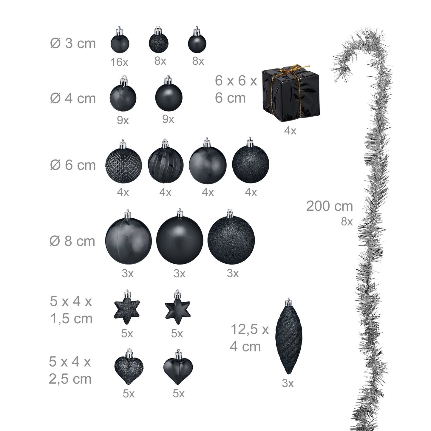 Christmas tree balls in a set of 110 pcs
