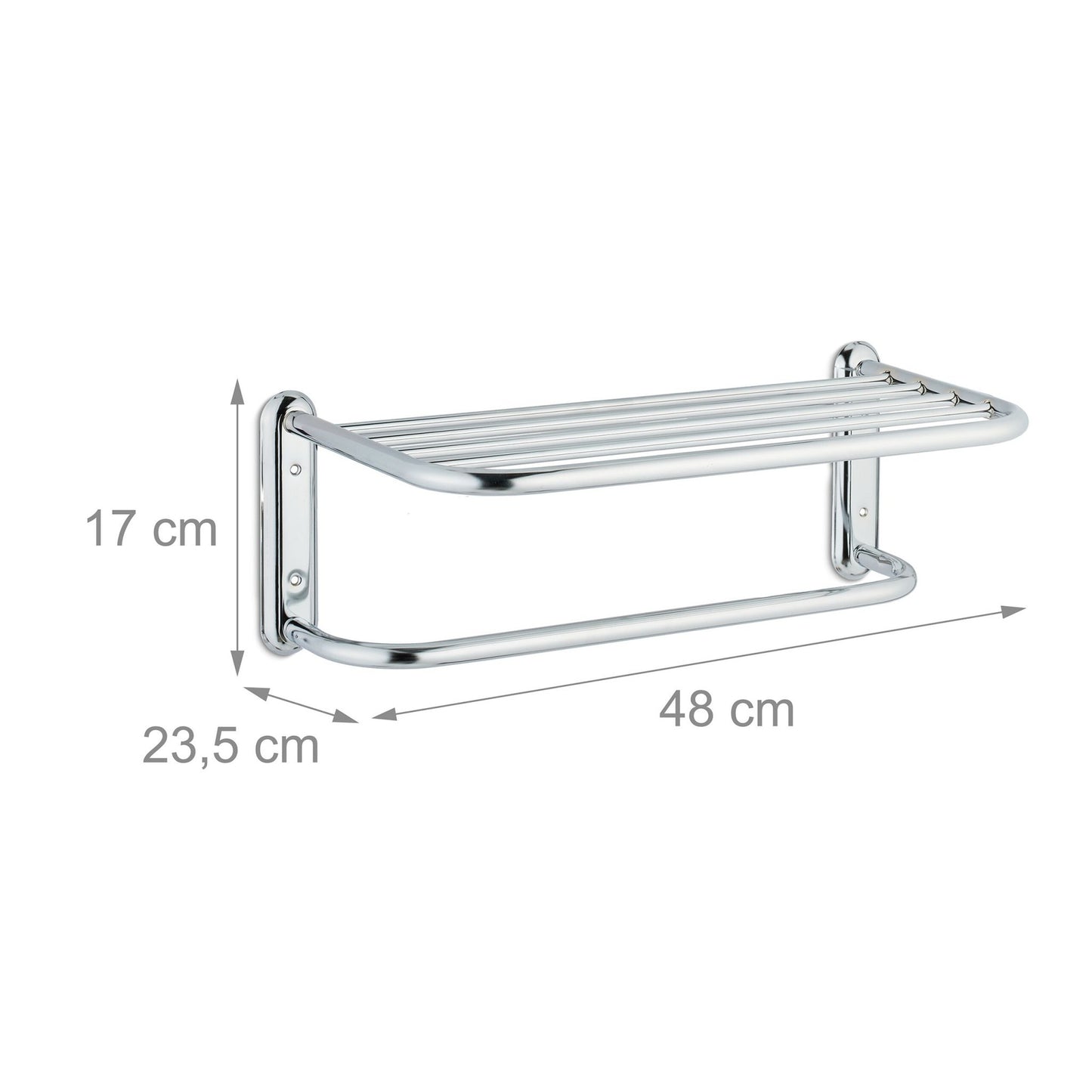 Chrome-plated towel rail for the wall