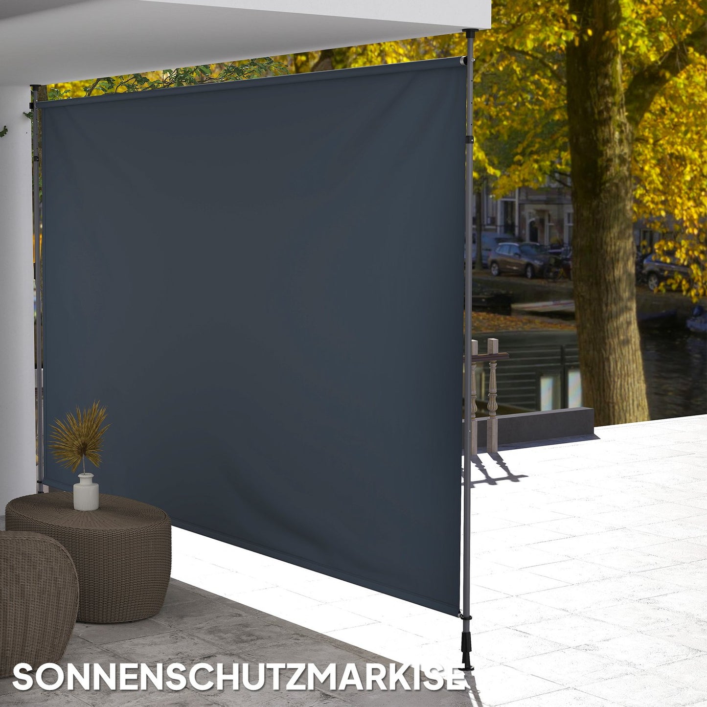 Height-adjustable clamp awning, UV-resistant, 400 cm wide