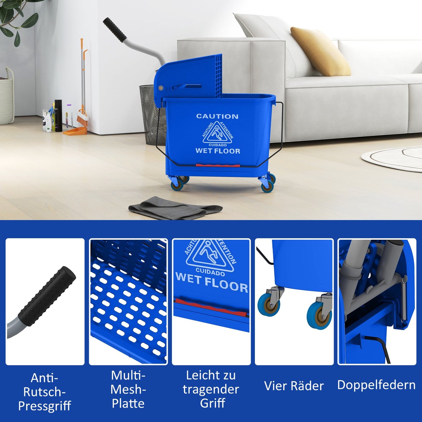 Cleaning trolley 20L with spinner and water separator