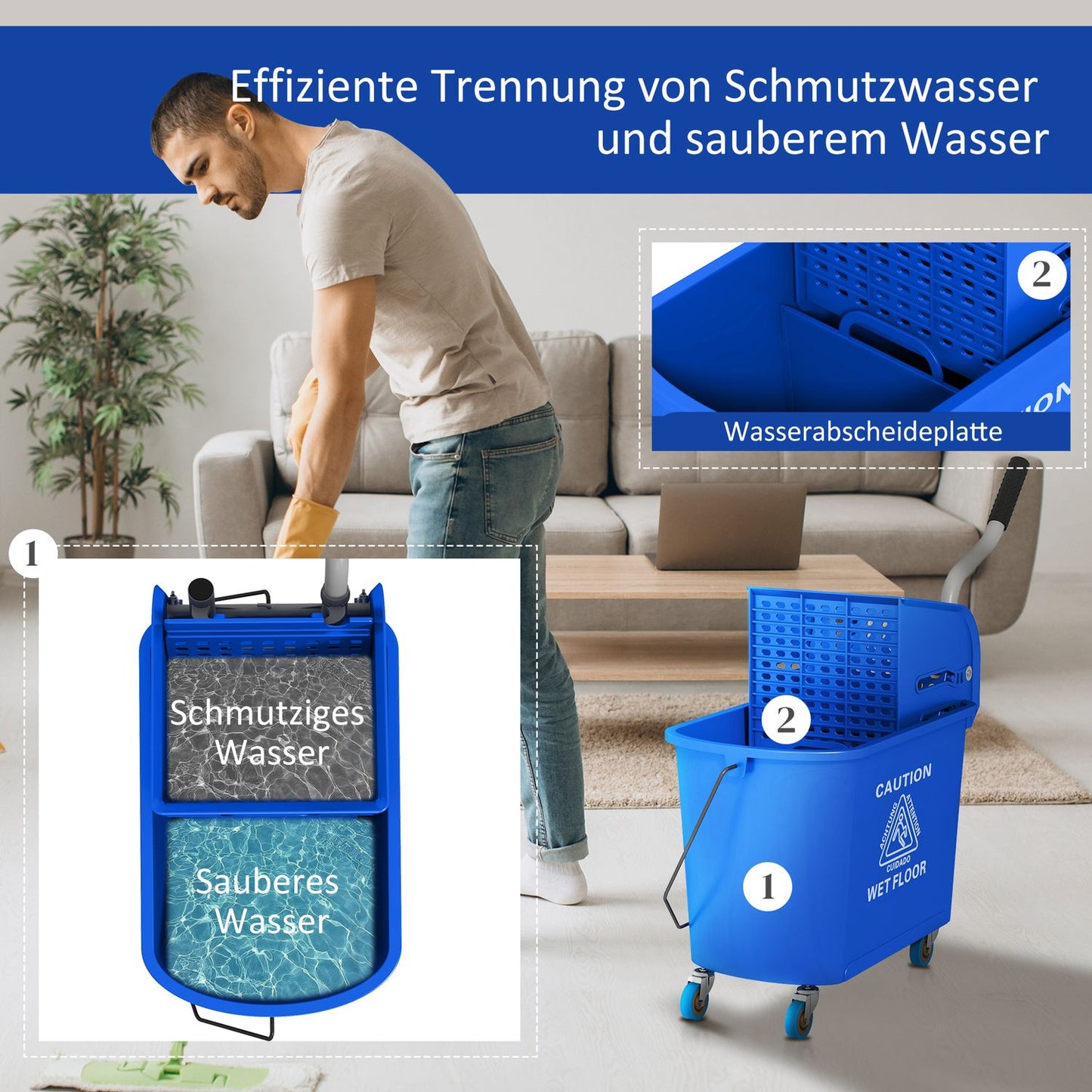 Cleaning trolley 20L with spinner and water separator