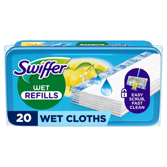 Cleaning cloths for floors, 20 moist with citrus scent