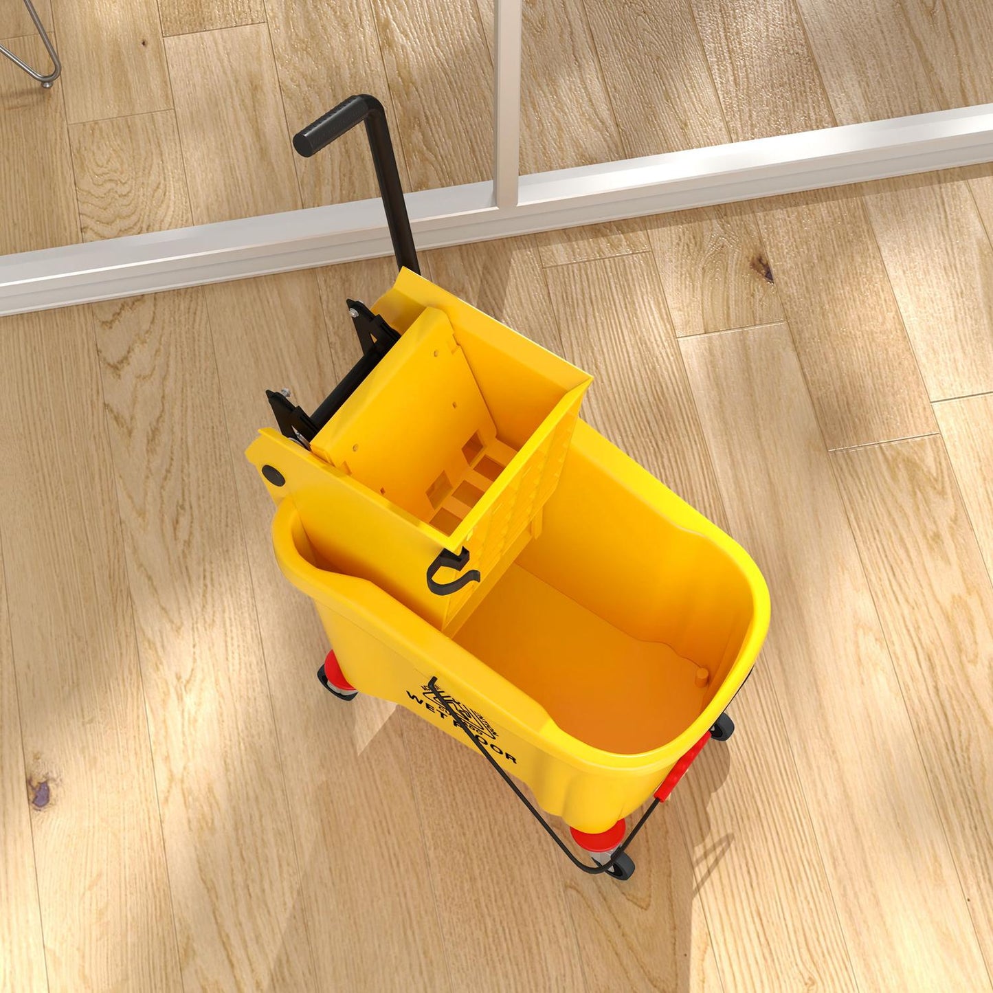Cleaning trolley with 36L bucket and mop for building