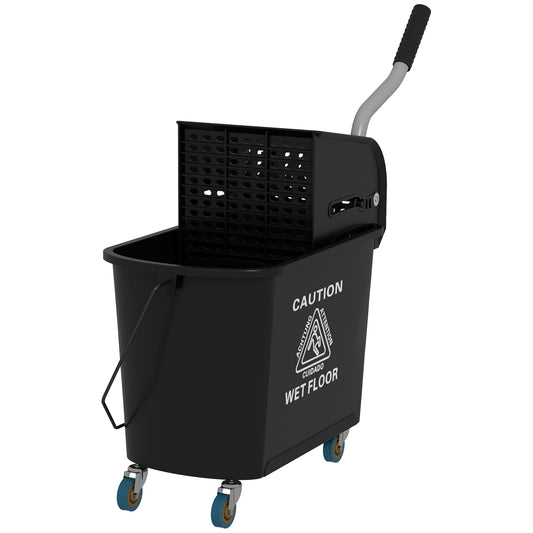 Cleaning trolley with 20L Double chamber buckets - Black