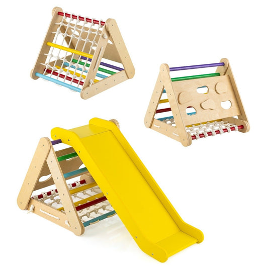 Climbing Toy for Toddlers Triangular 4-in-1 Climbing Frame with Ramp Multicolored