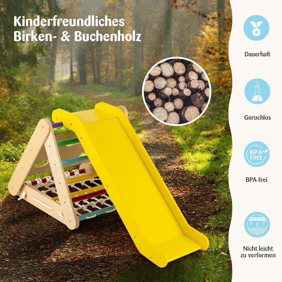 Climbing Toy for Toddlers Triangular 4-in-1 Climbing Frame with Ramp Multicolored