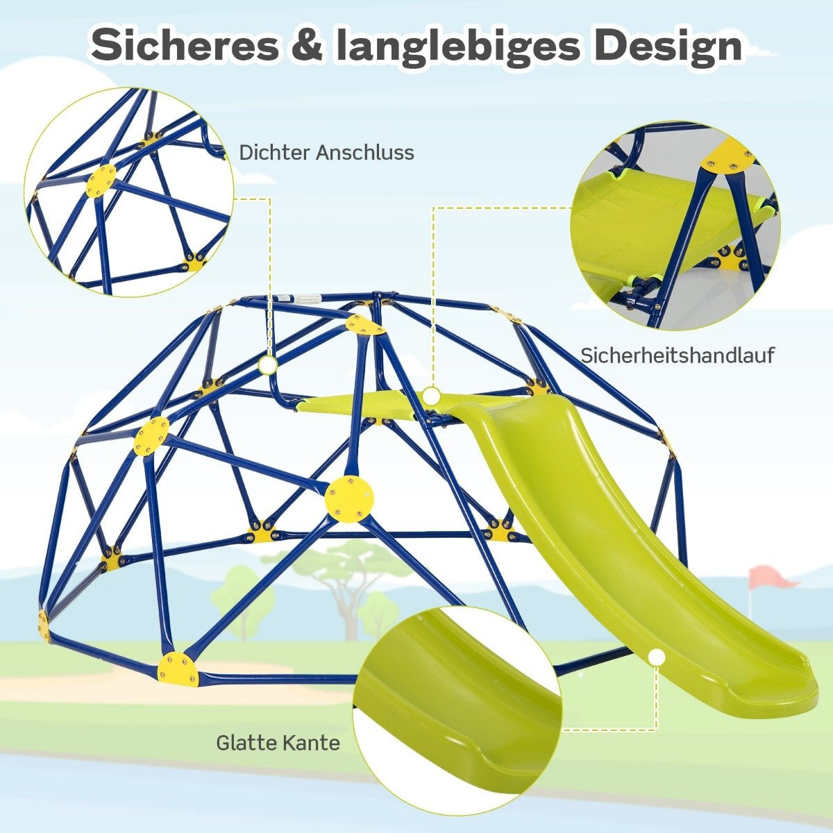 Climbing dome & slide Climbing frame in dome shape 241.5 x 183 x 91.5 cm Gleb