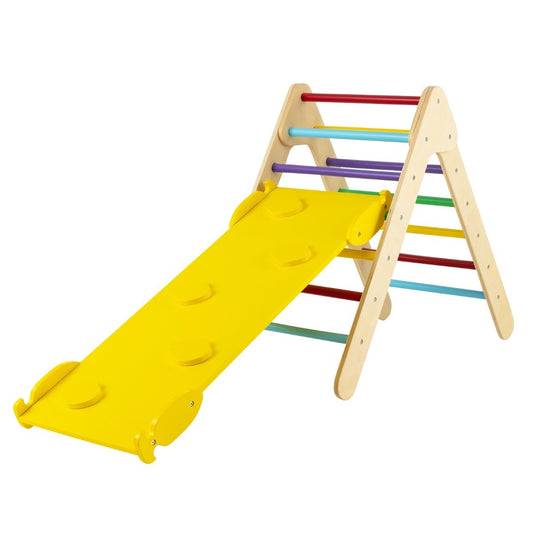 Climbing triangle Triangular wooden climbing frame with ramp 86.5 x 48 x 73.5 cm Colorful