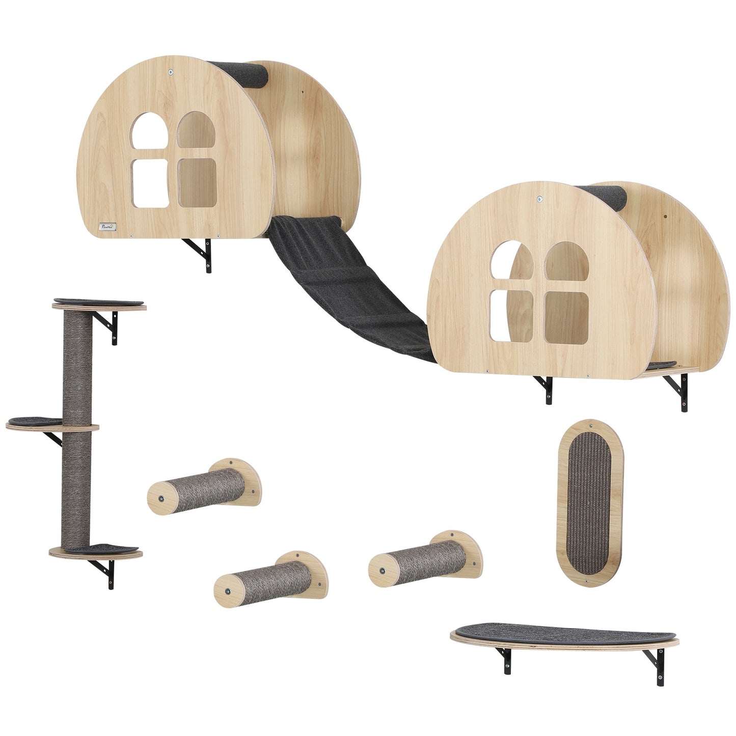 Cat Climbing Wall Set with Sisal Ladder and Platform