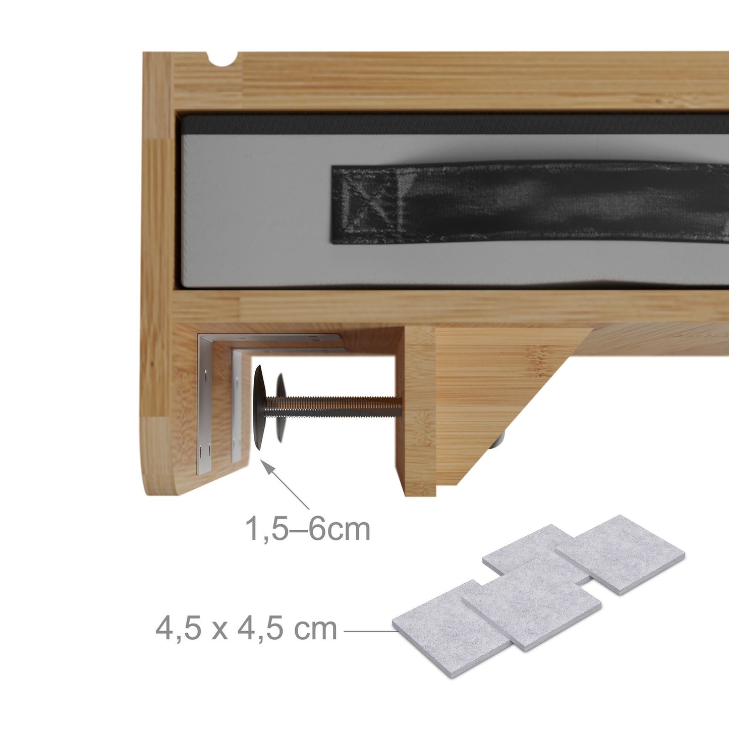 Clip-On Bamboo Bedside Shelf with Drawer for Small Spaces