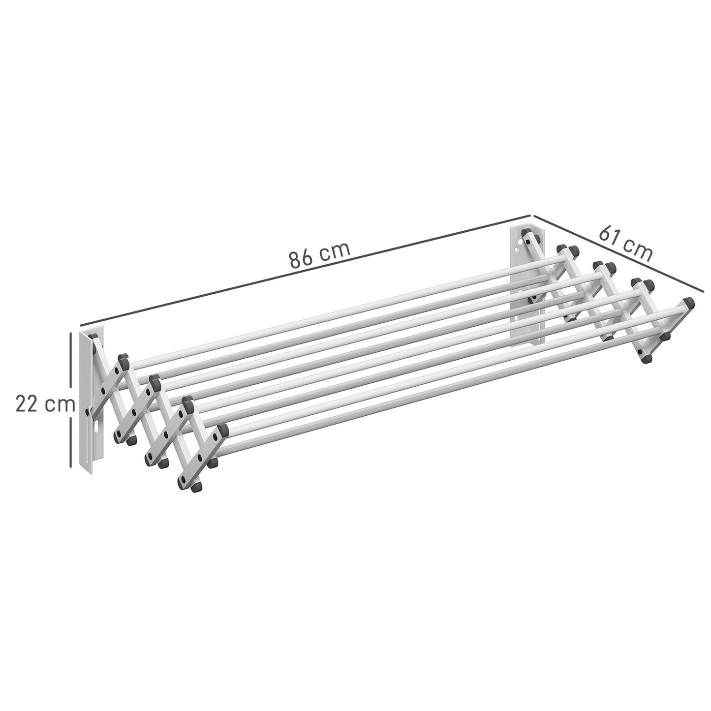 Wall-mounted pull-out dryer, 8 rods, space-saving