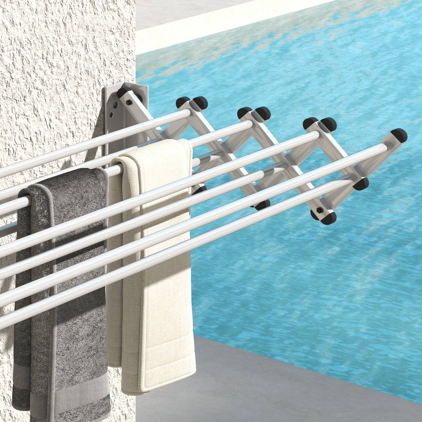 Wall-mounted pull-out dryer, 8 rods, space-saving