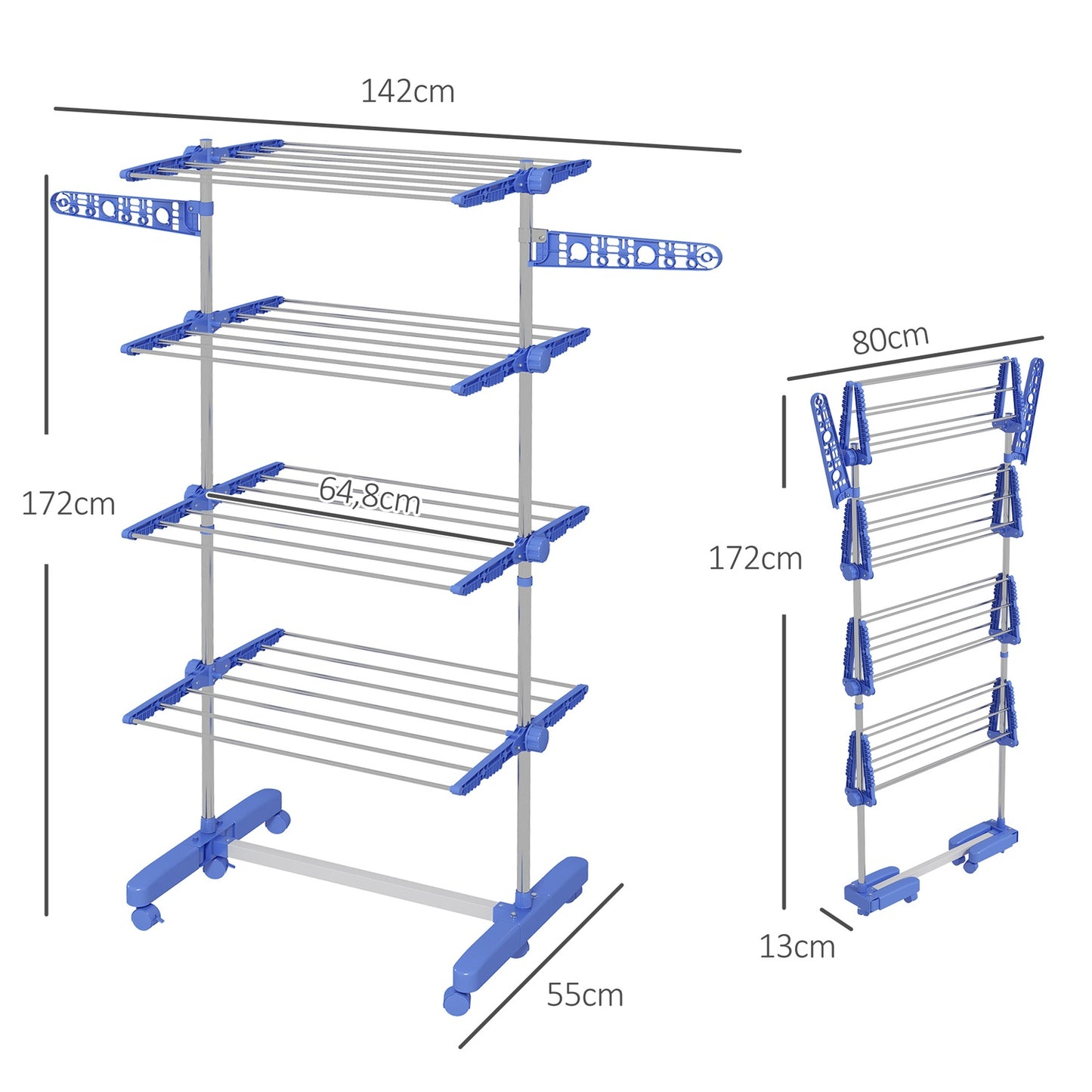 Steel Clothes Airer Tower, wheel dryer with folding wings